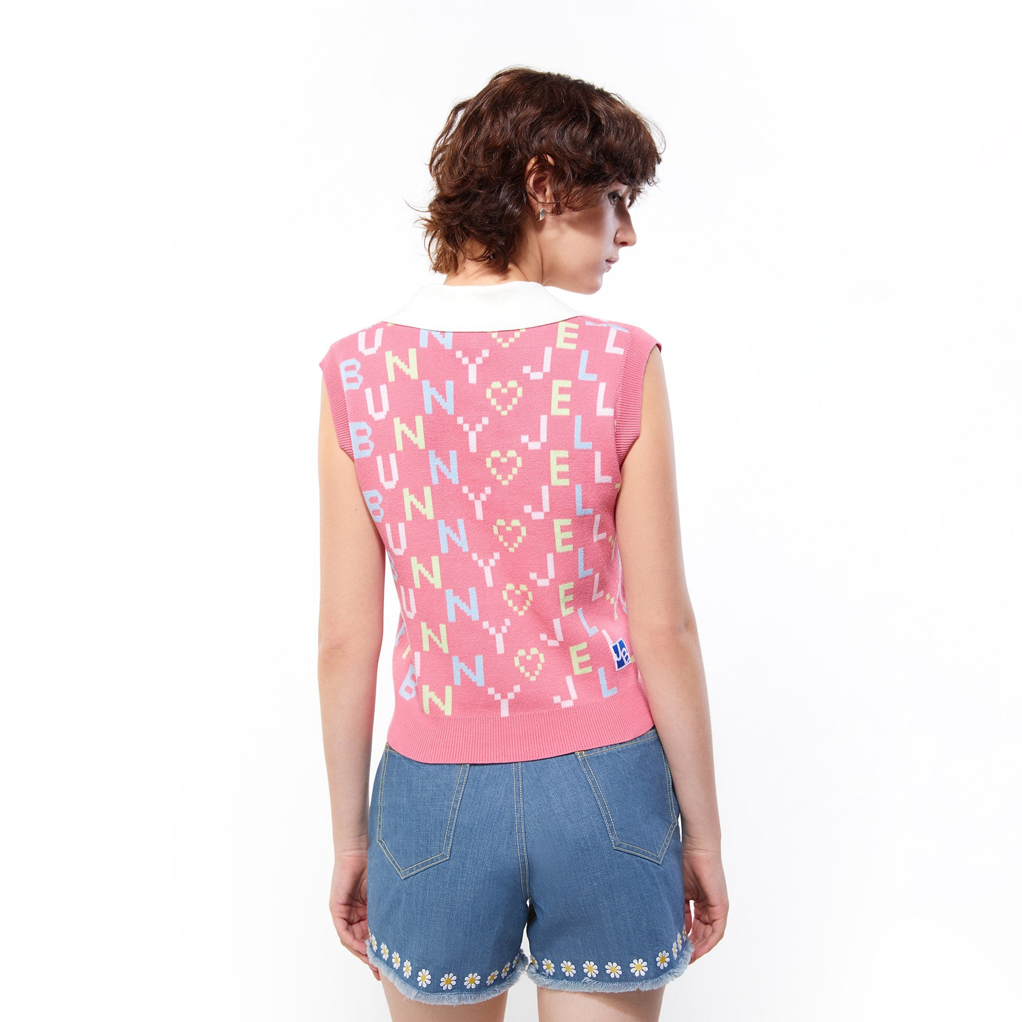 Jb Fonts Monogram Knit Vest Pink