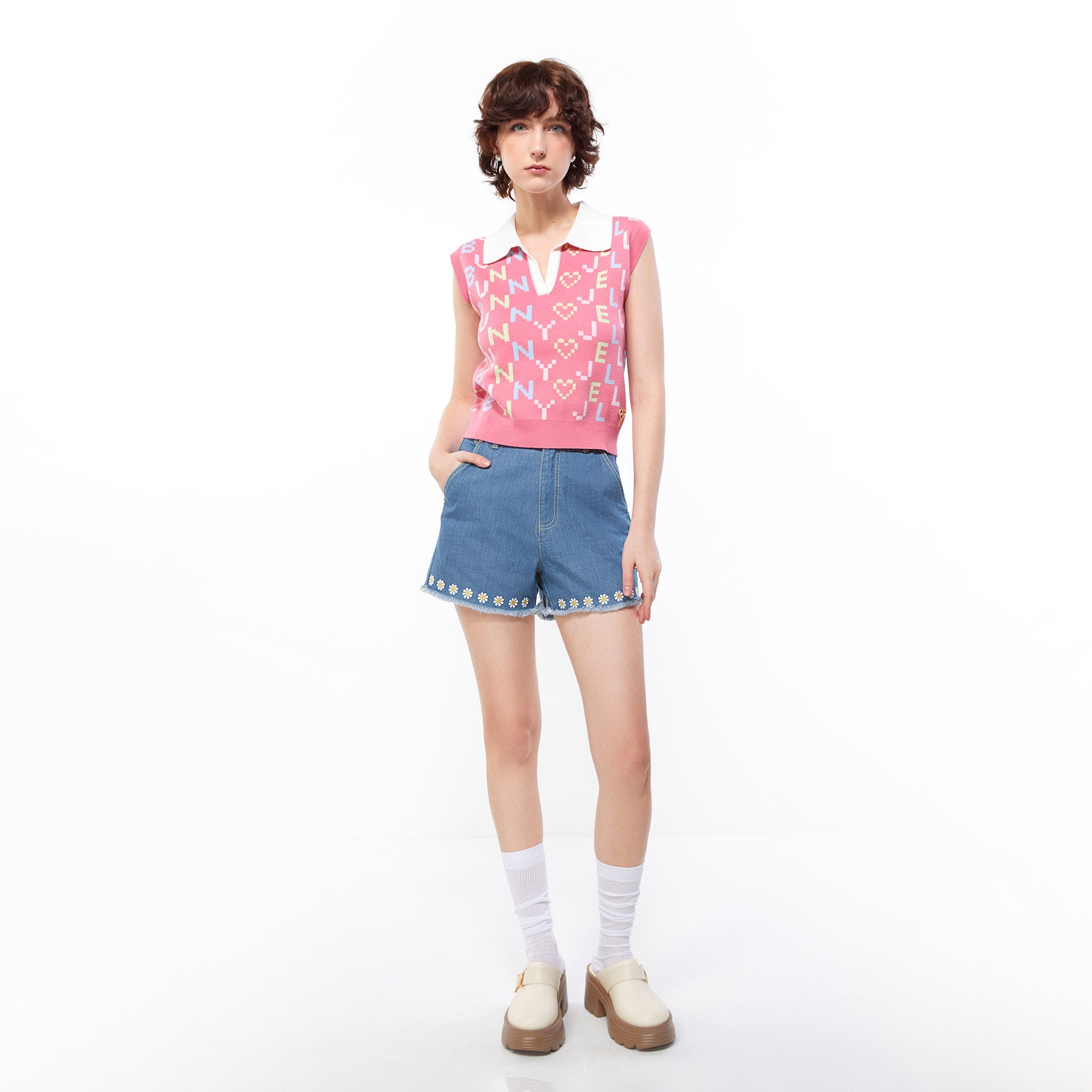 Jb Fonts Monogram Knit Vest Pink