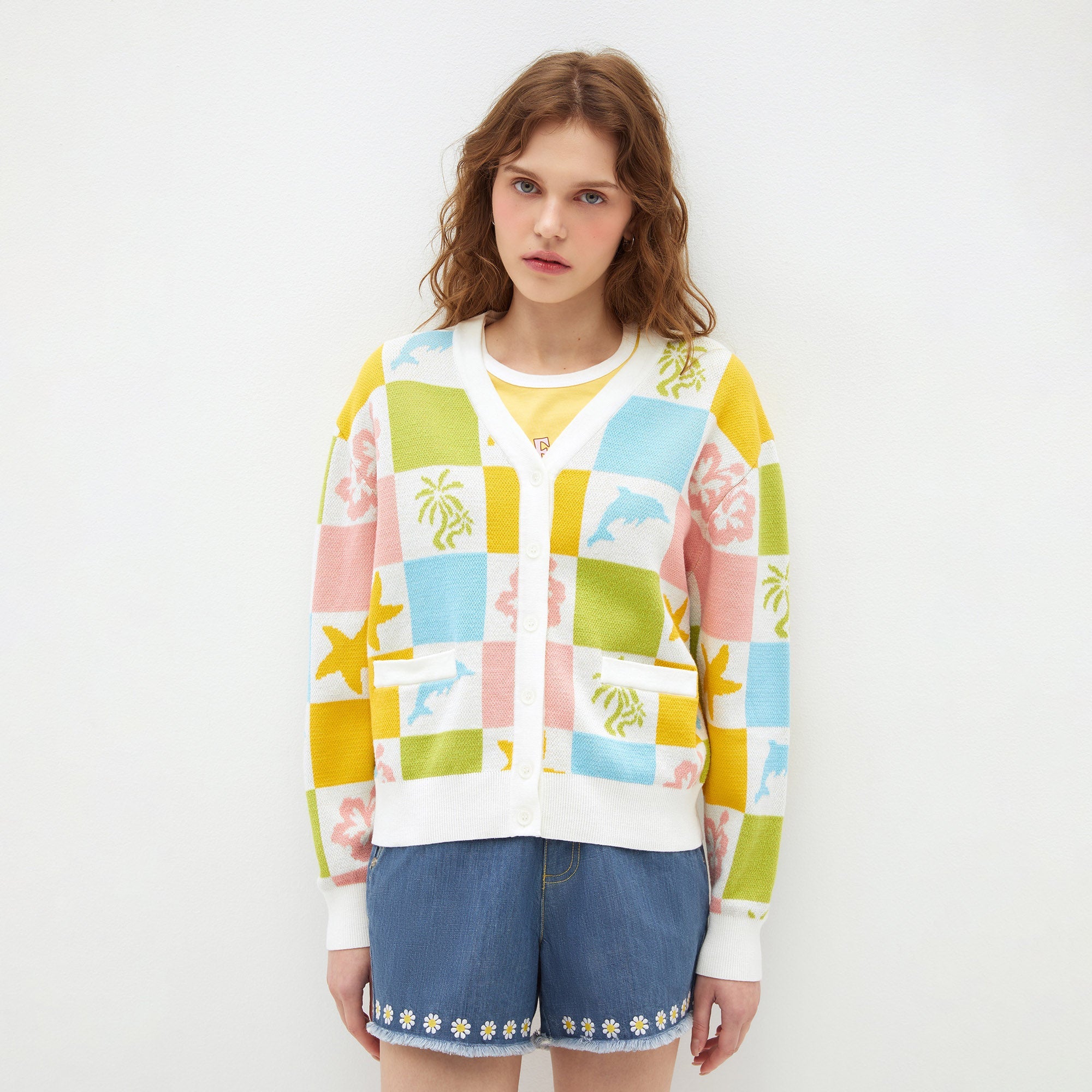 Summer Bliss Oversized Knit Cardigan Multi Color