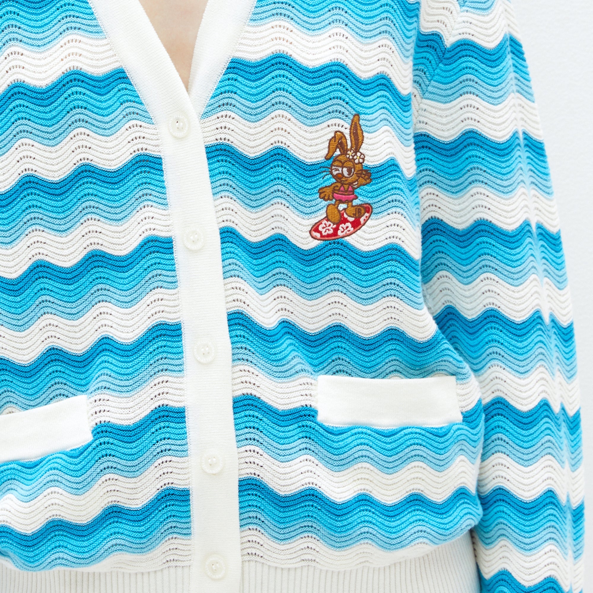 Surf Bunny Knit Cardigan Blue