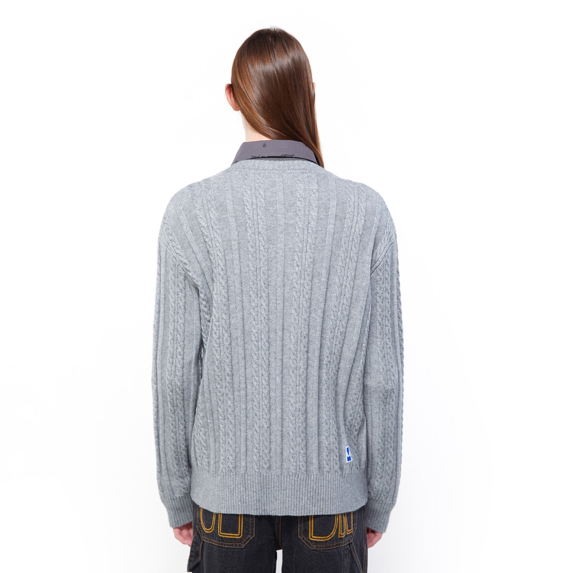 Classic Cable Knit Cardigan Grey