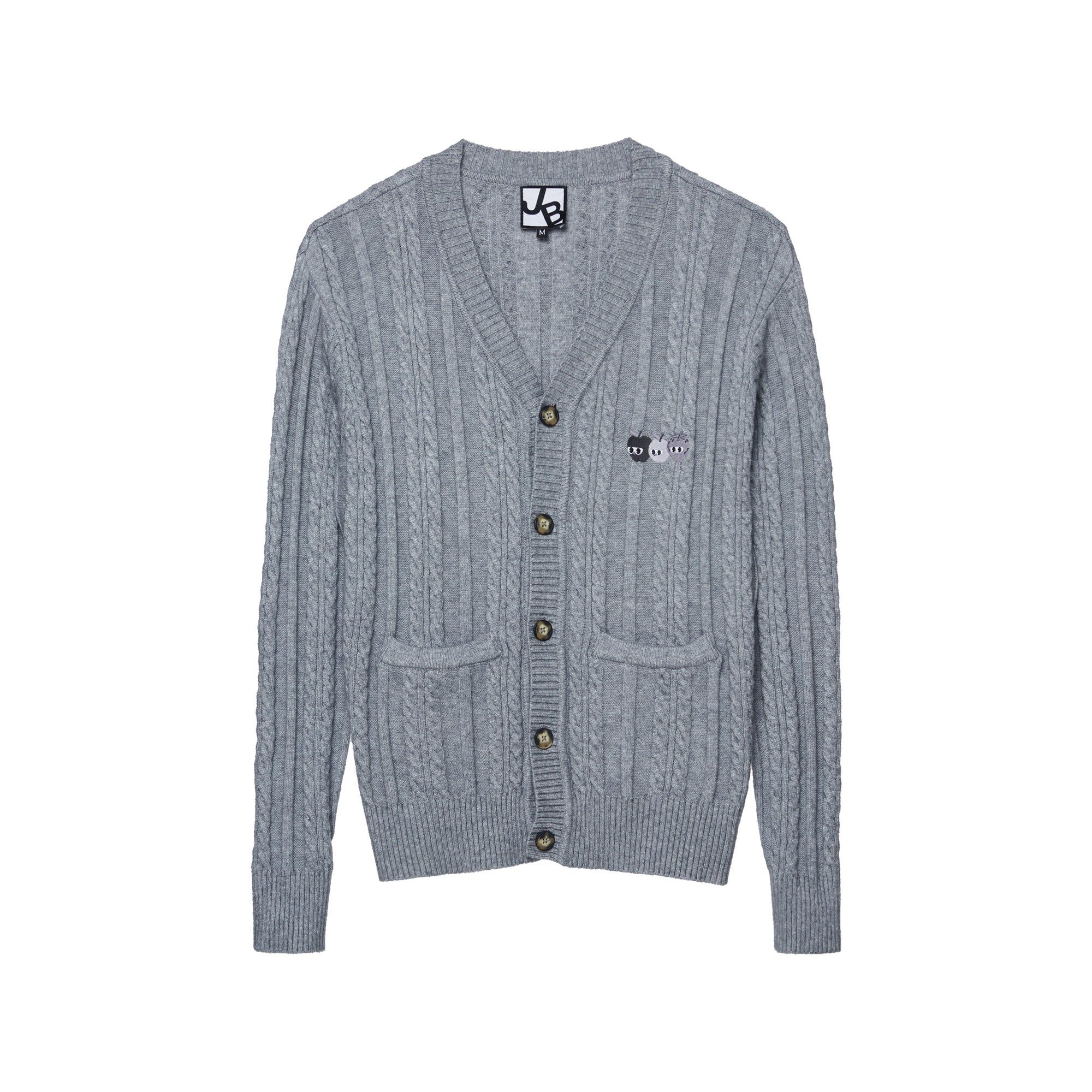 Classic Cable Knit Cardigan Grey