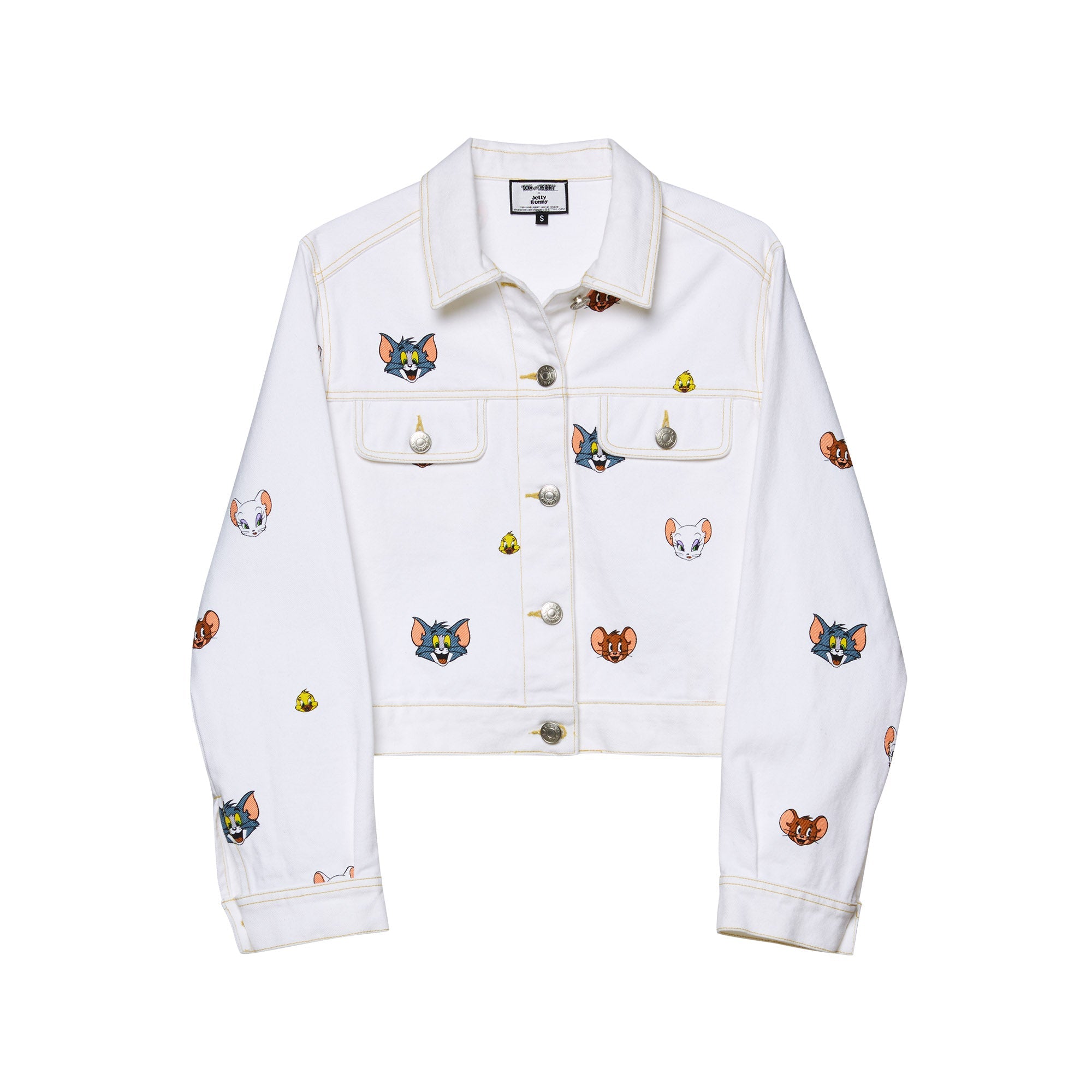 Tom&Jerry Crop Denim Jacket White