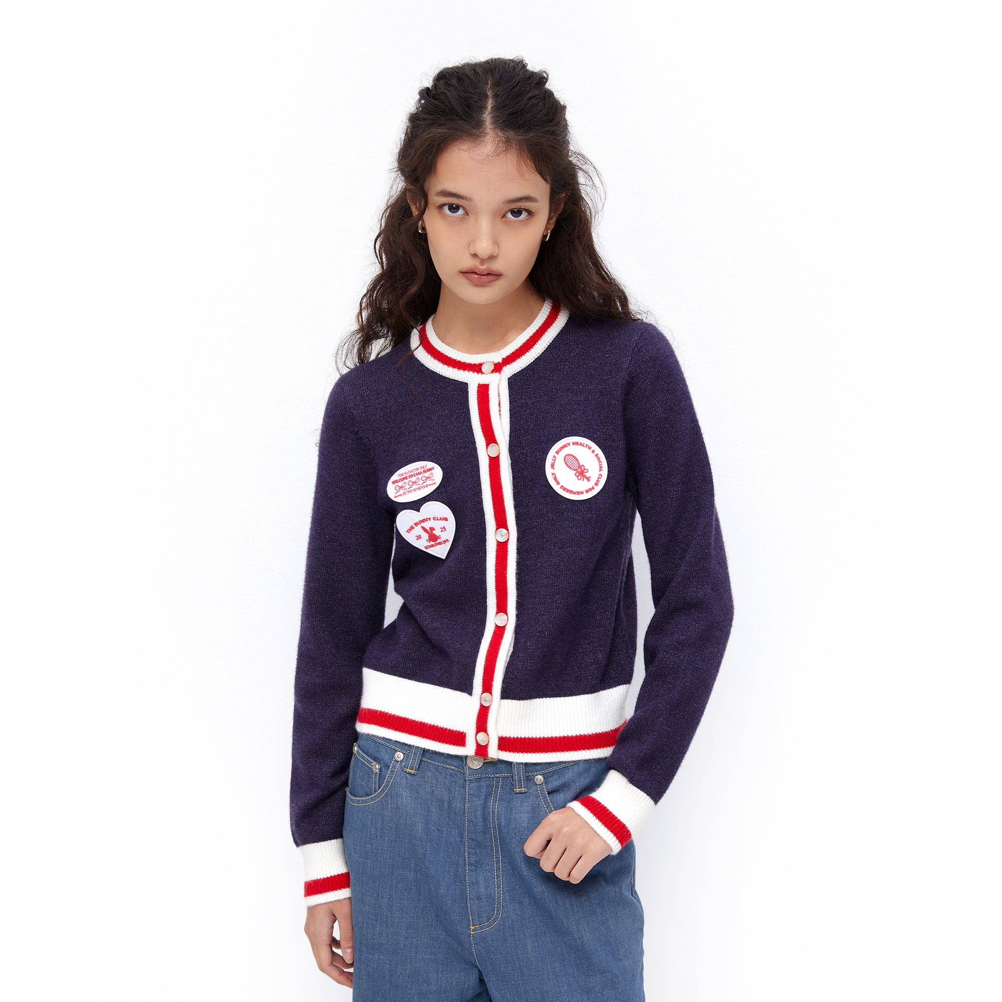 Varsity Patch Cardigan Navy