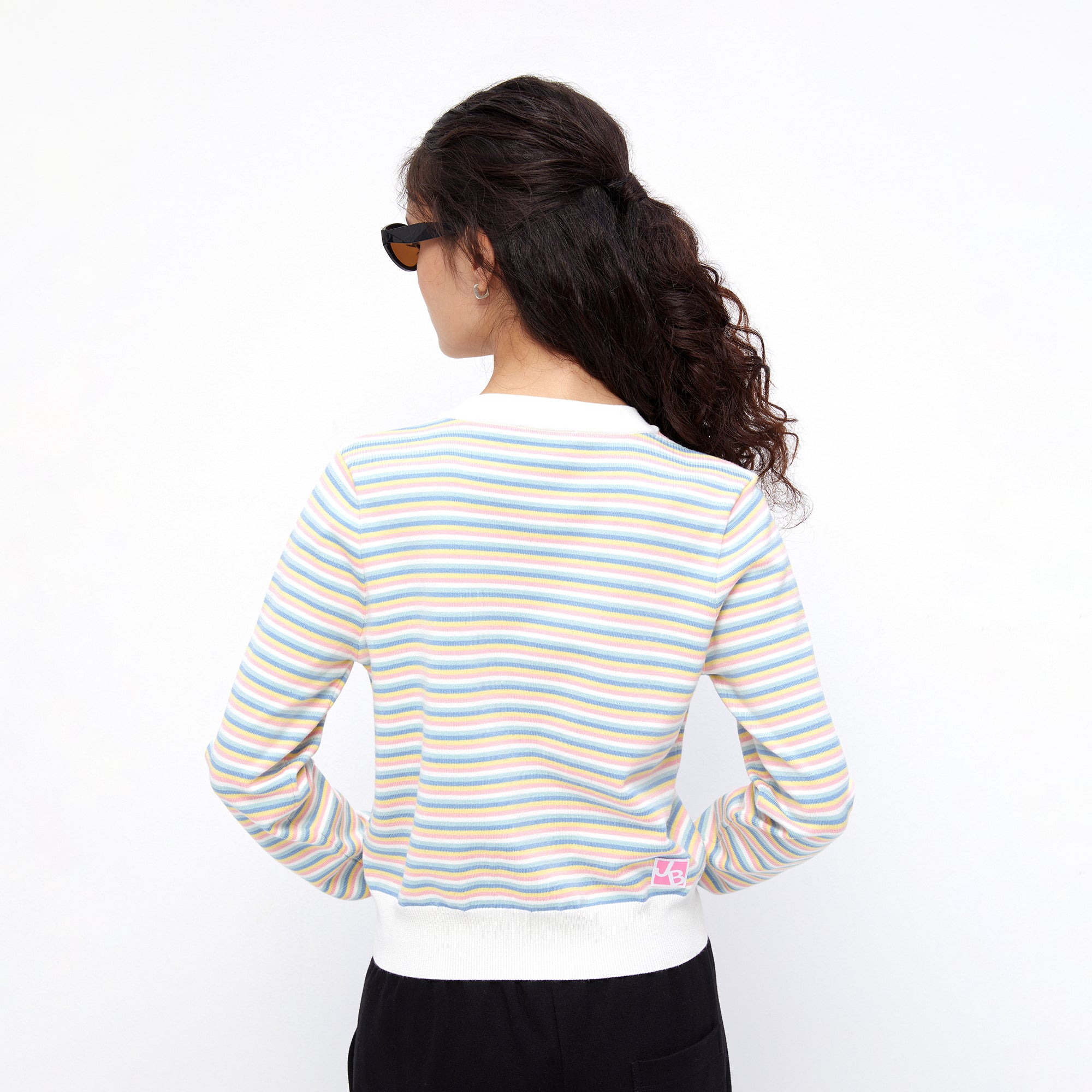 Cactus Pocket Striped Cardigan Multi Color