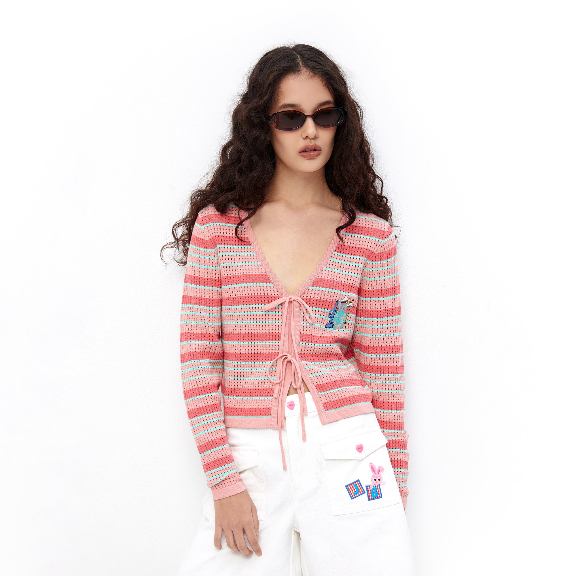 Bunny Patch Striped Top Multi Color