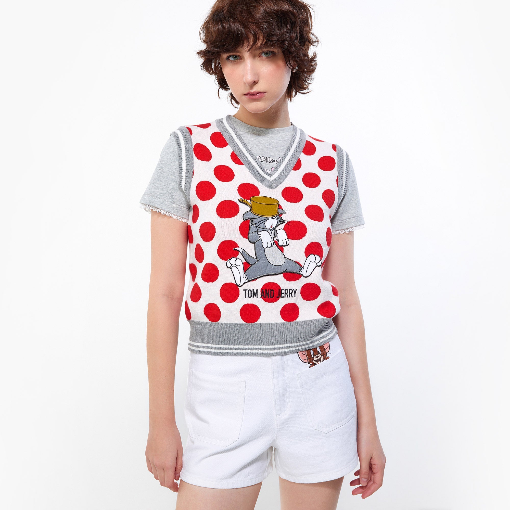 เสื้อกั๊ก ผ้าถัก ลายจุด Tom and Jerry Multi Color