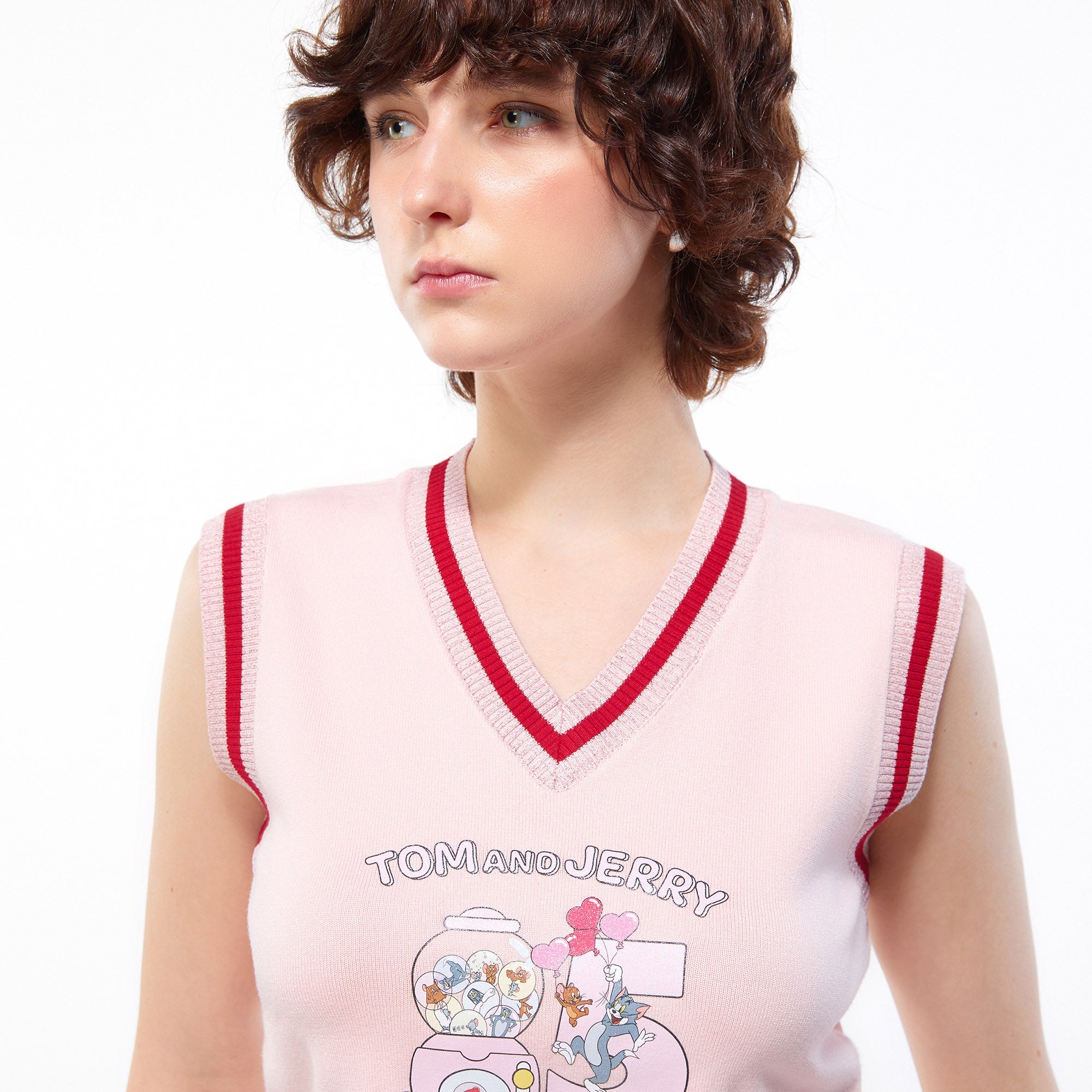 Happy 85Th Birthday Tom&Jerry Crop Vest Pink