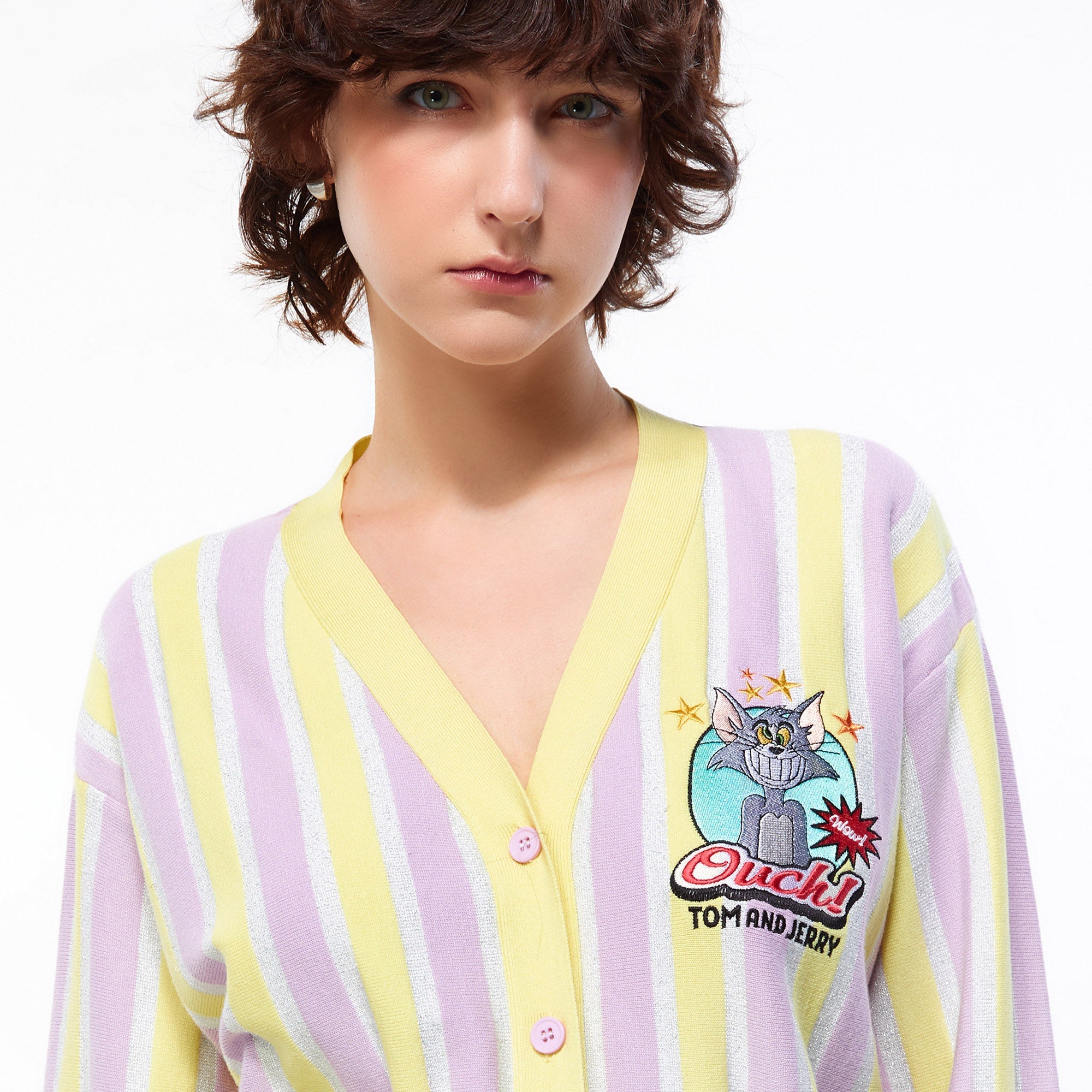 Quirky Tom&Jerry Striped Cardigan Multi Color