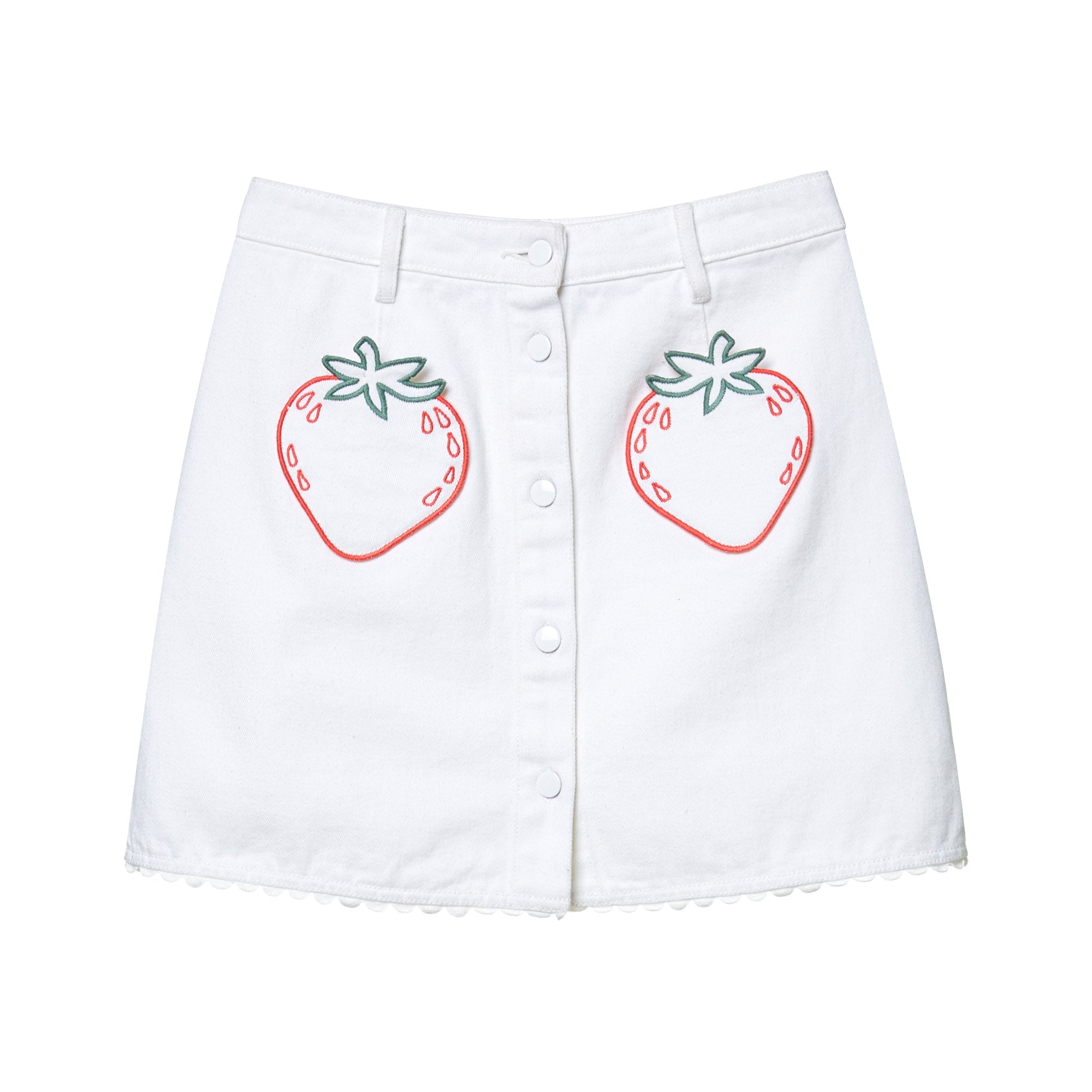 Sweet Berry Mini Denim Skirt White