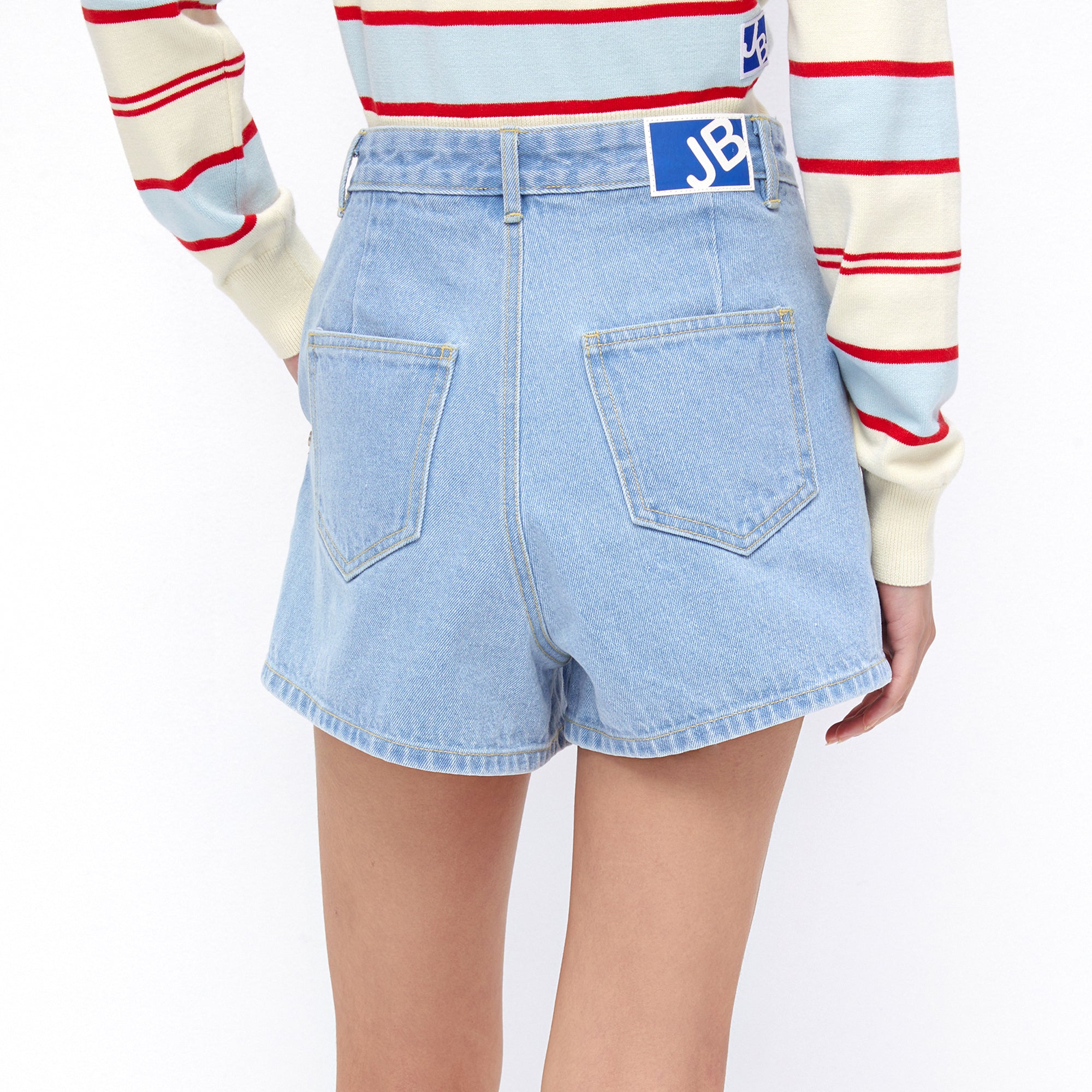 Spring Blossom Denim Shorts Blue