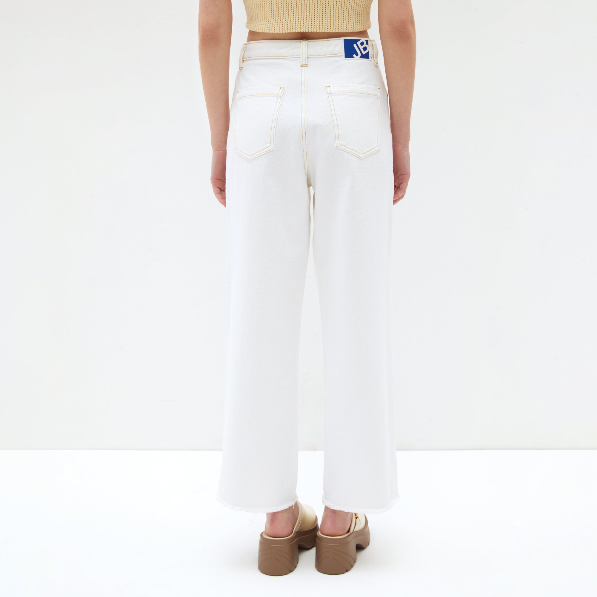 Cactus Charm Relaxed Fit Denim Jeans White