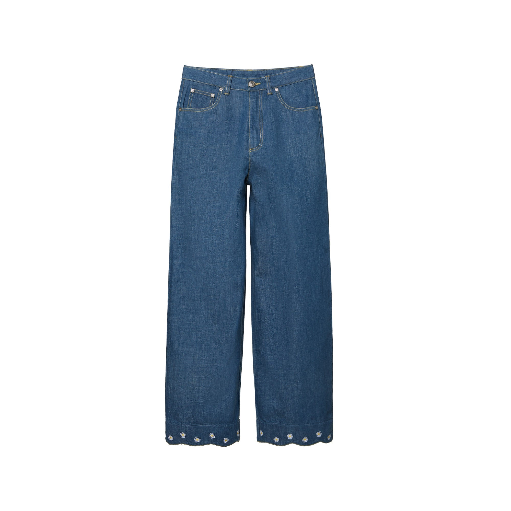 Daisy Scallop Classic Denim Jeans Blue