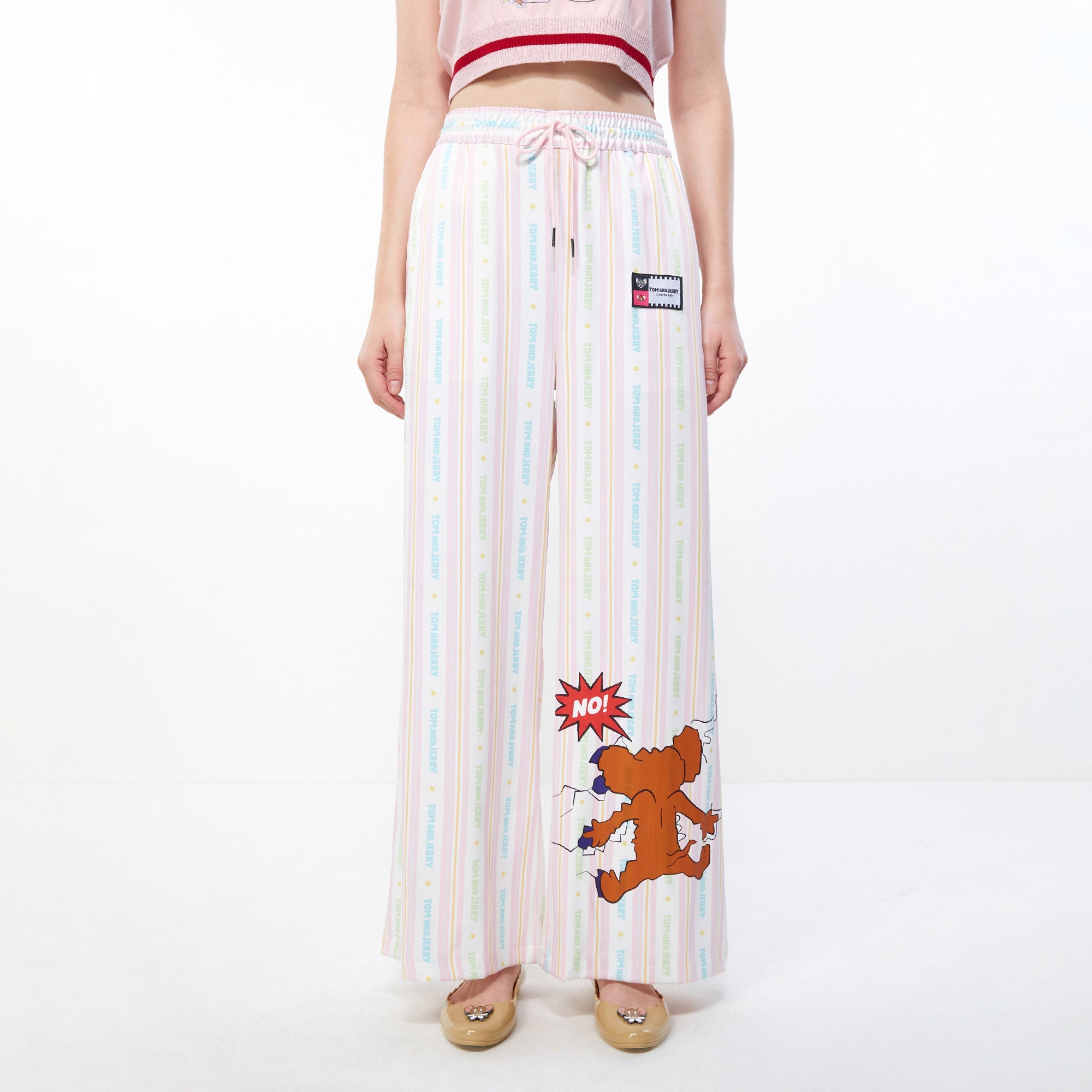 Pastel Tom&Jerry Stripe Wide-Leg Pants Multi Color