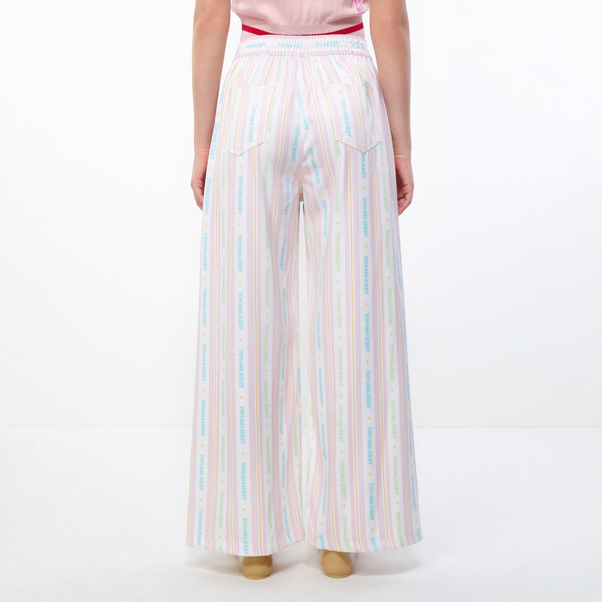 Pastel Tom&Jerry Stripe Wide-Leg Pants Multi Color