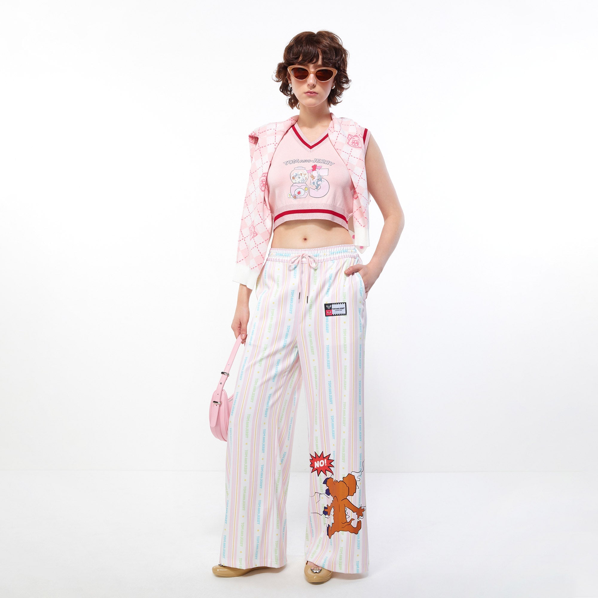 Pastel Tom&Jerry Stripe Wide-Leg Pants Multi Color