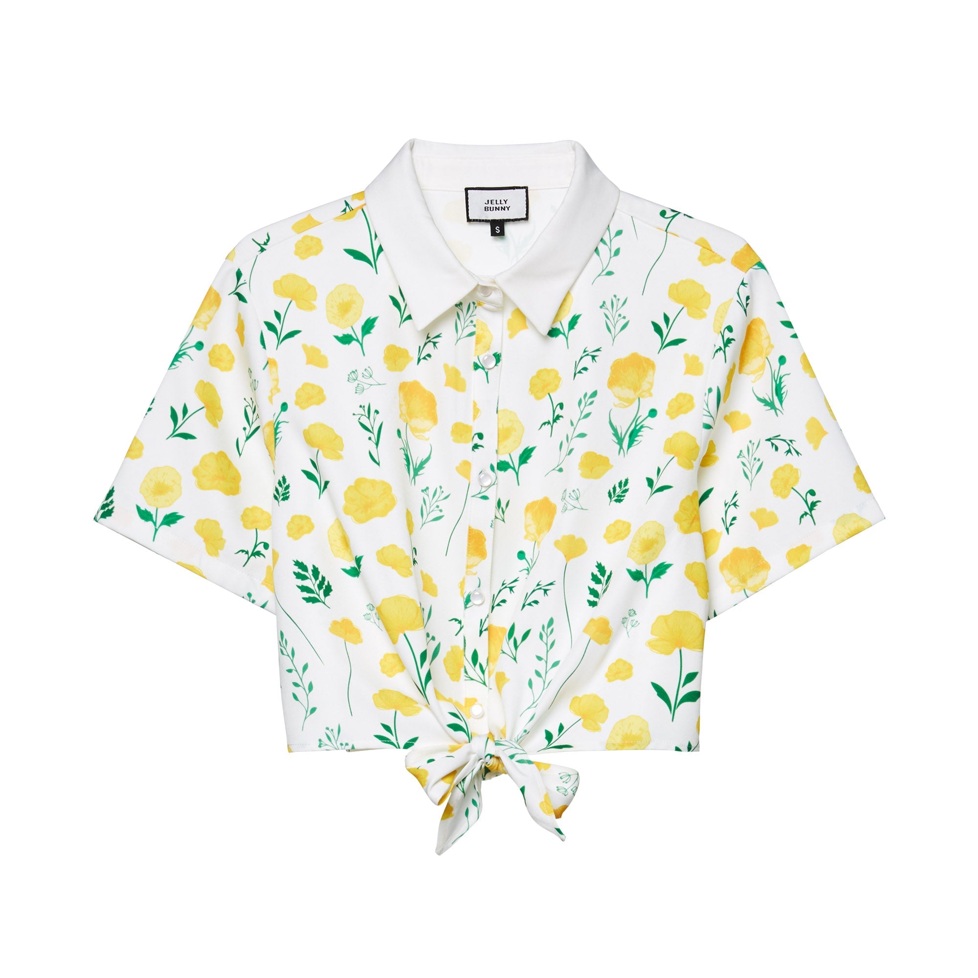 Spring Flower Cropped Shirt Yellow