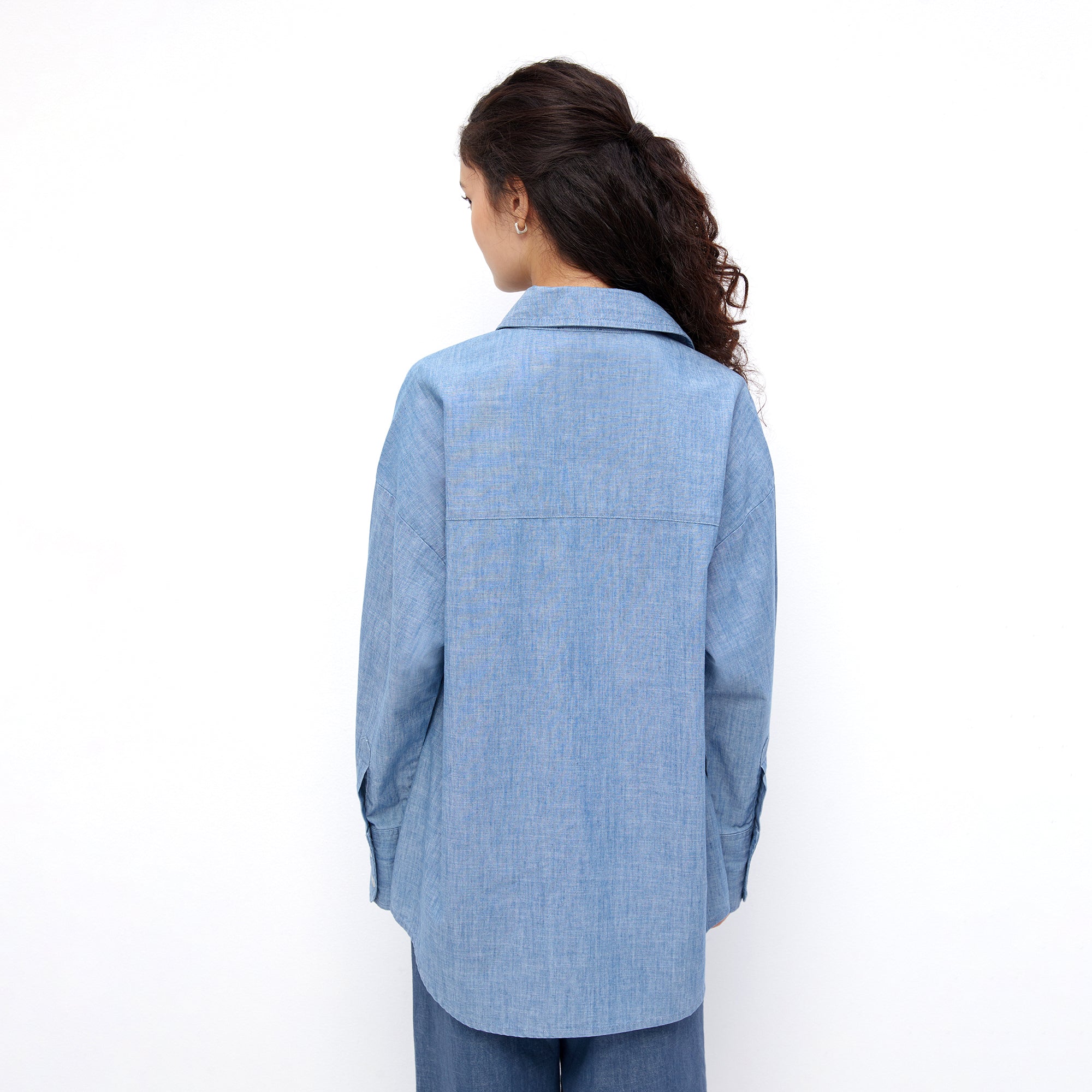 Fruity Patches Chambray Shirt Blue