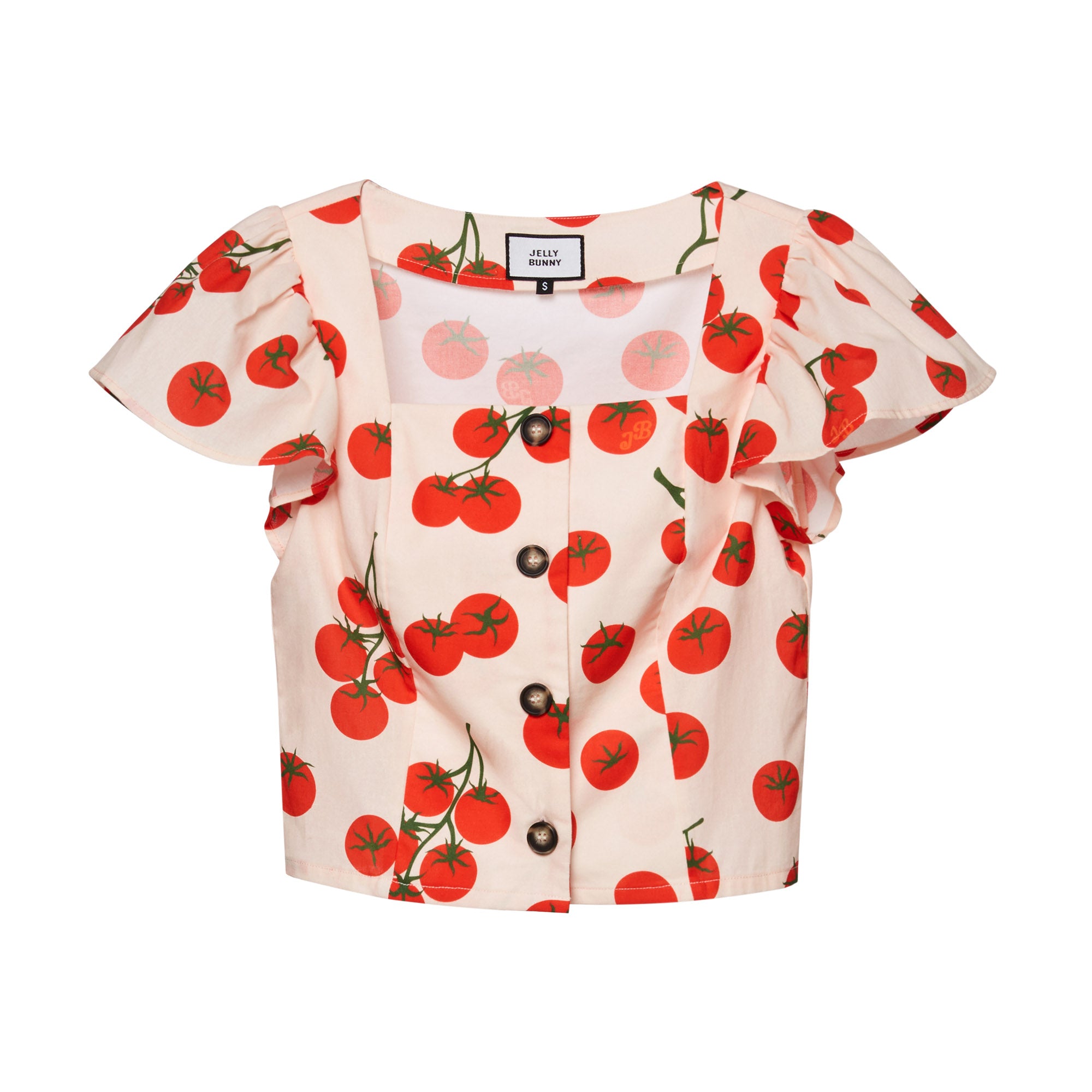 Tomatoes Print Crop Blouse Multi Color