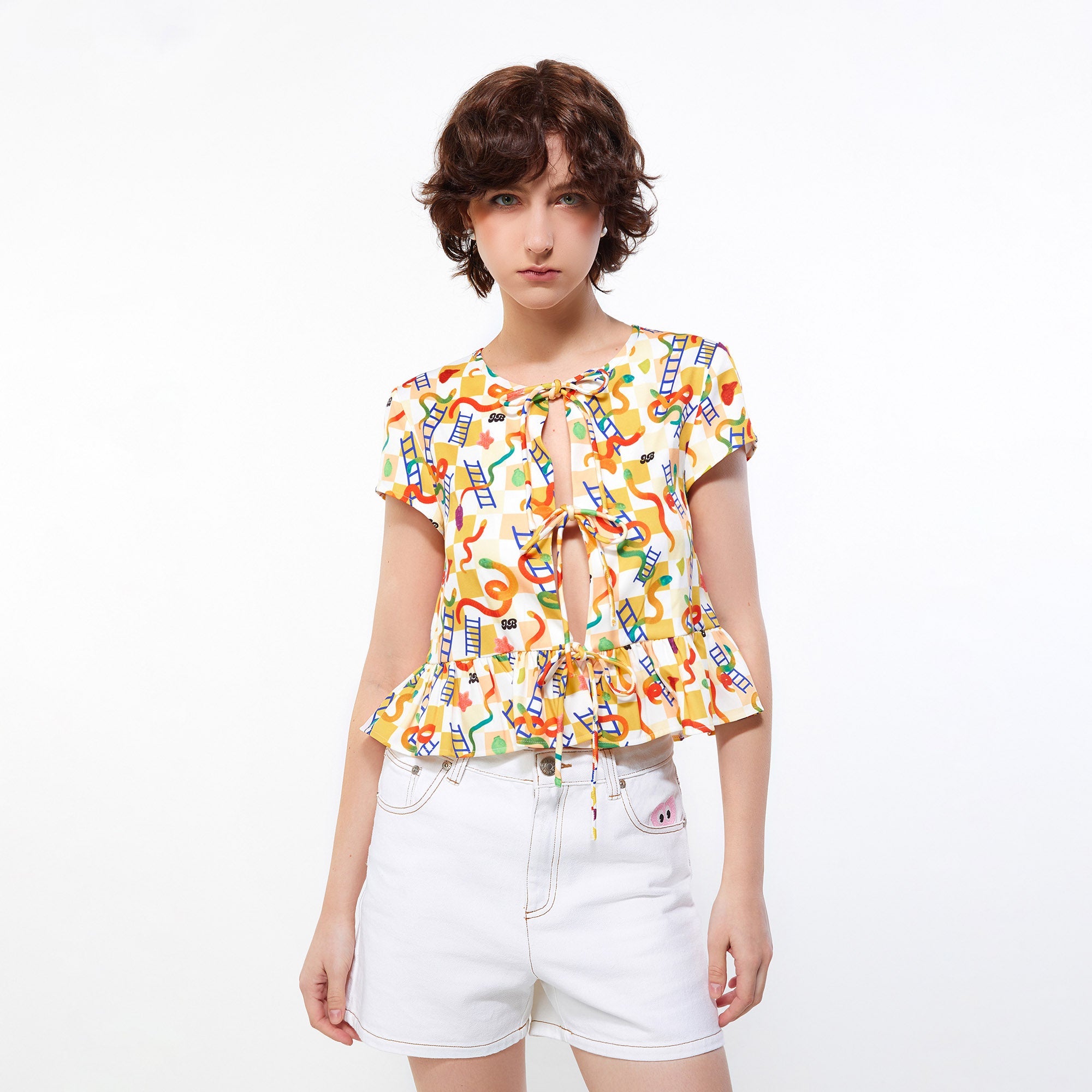 Playful Adventure Peplum Top Multi Color