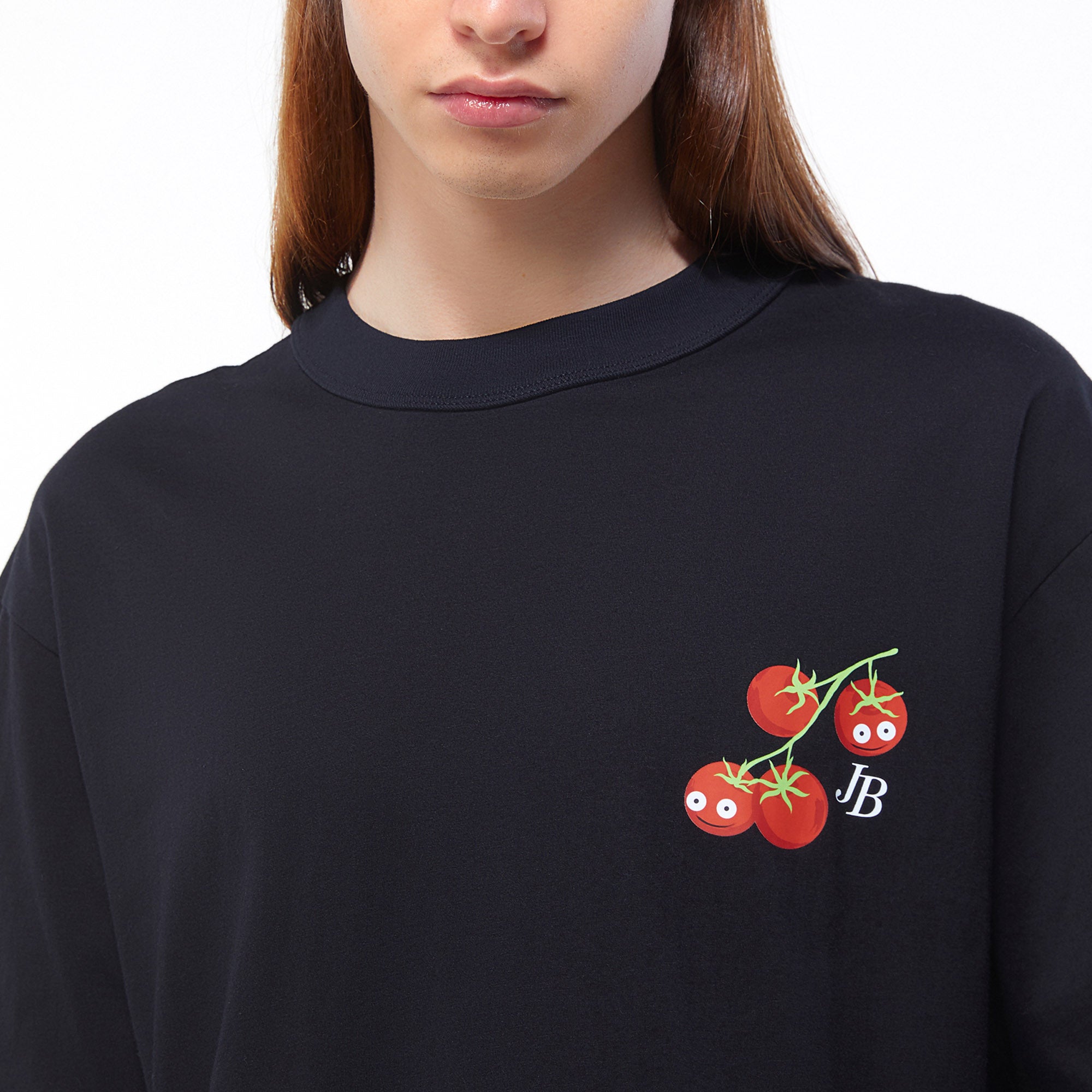 Cherry Tomatoes Print Oversized Tee Black