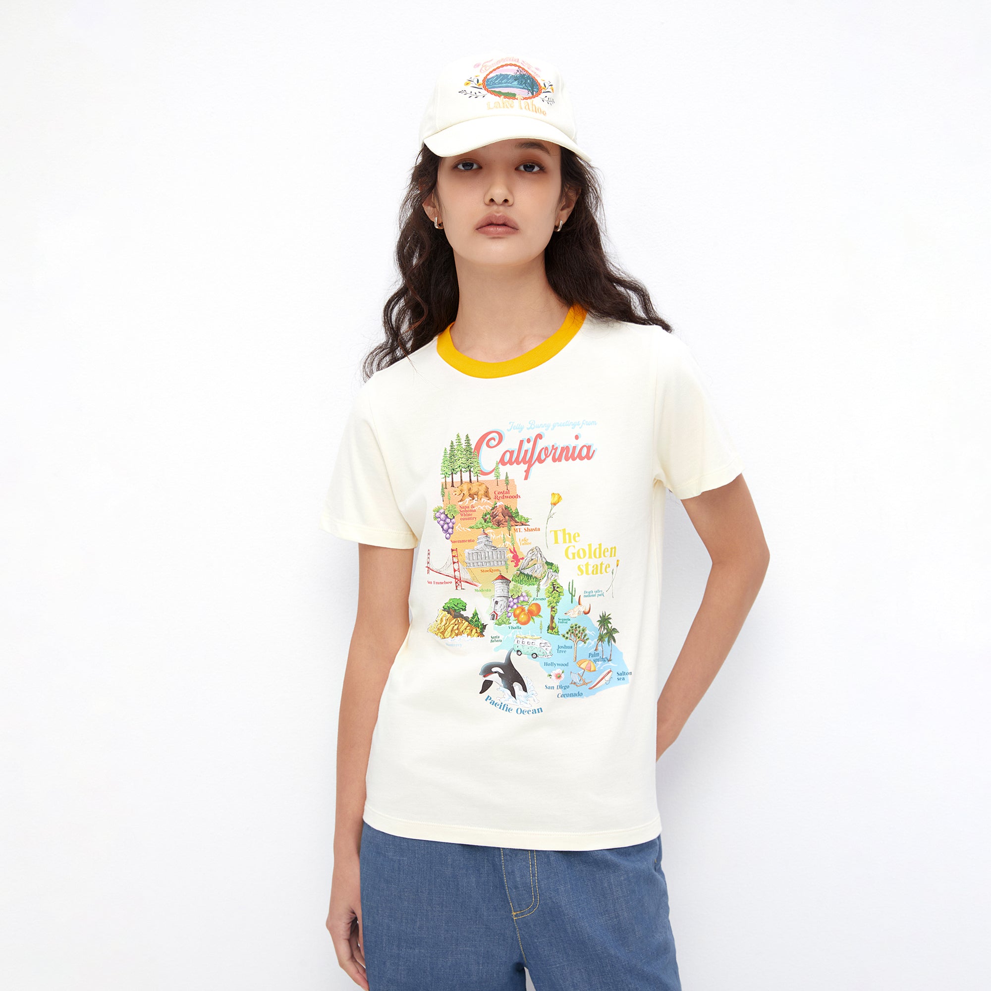 California Journey Ringer Tee Cream