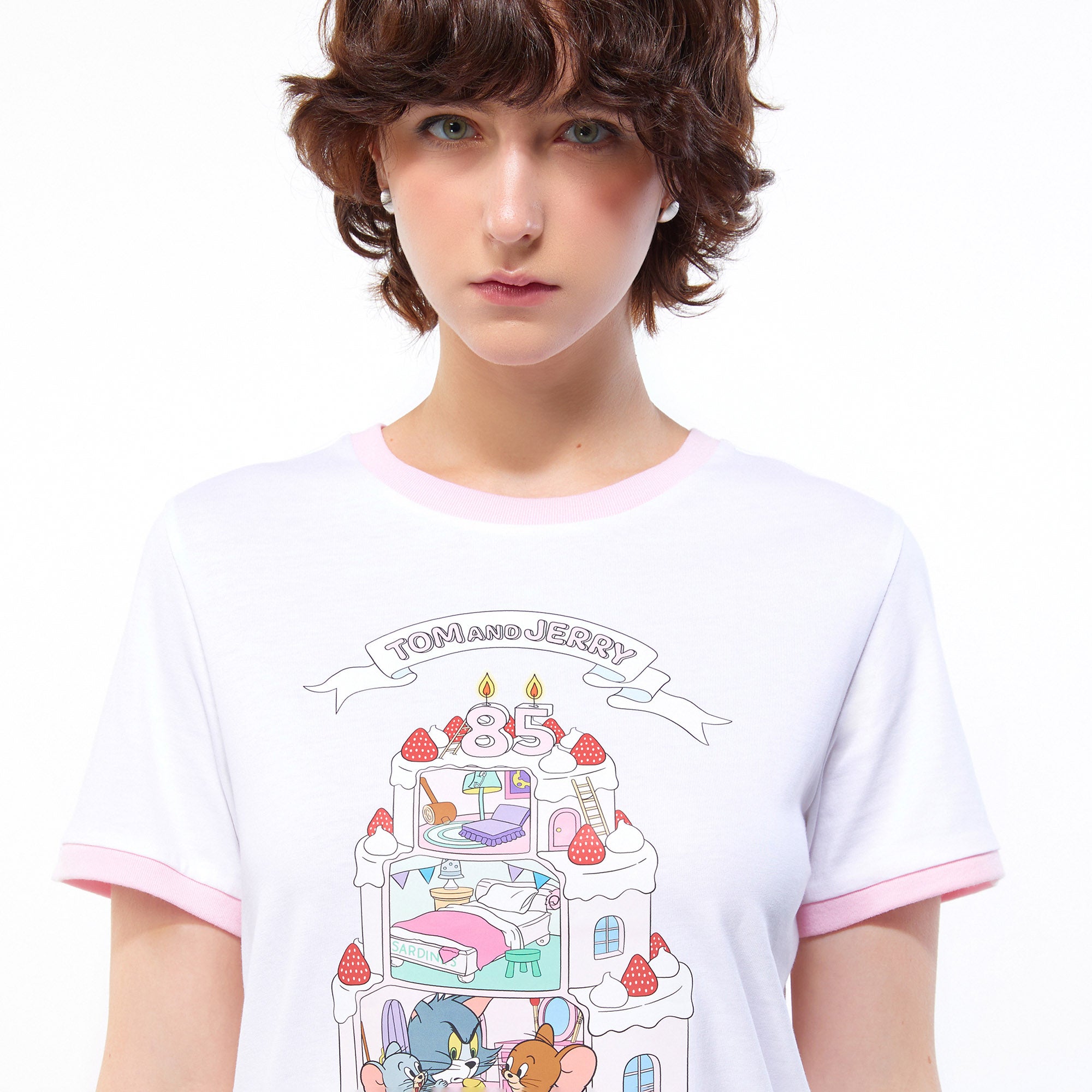 Happy 85Th Birthday Tom&Jerry  Ringer Tee White