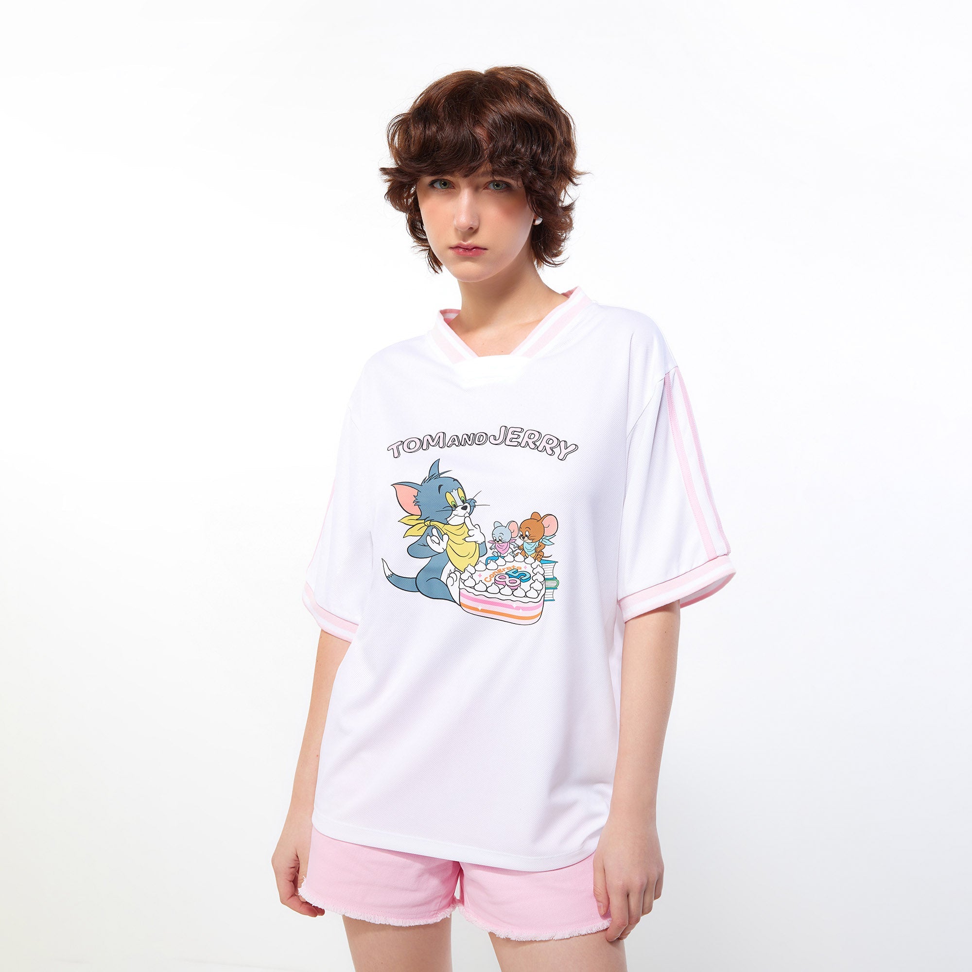 เสื้อยืดทรงเบสบอล Happy 85Th Birthday Tom and Jerry White