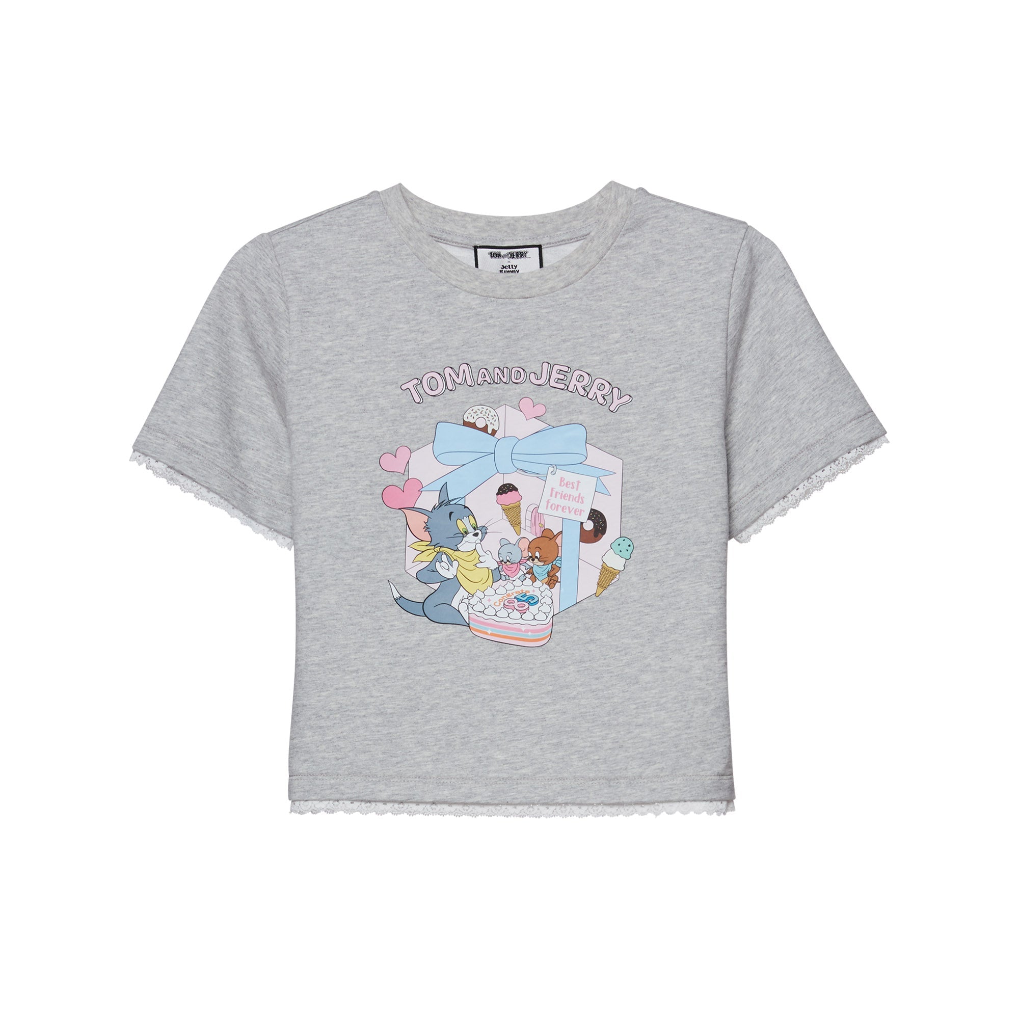 Happy 85Th Birthday Tom&Jerry Crop Tee Grey