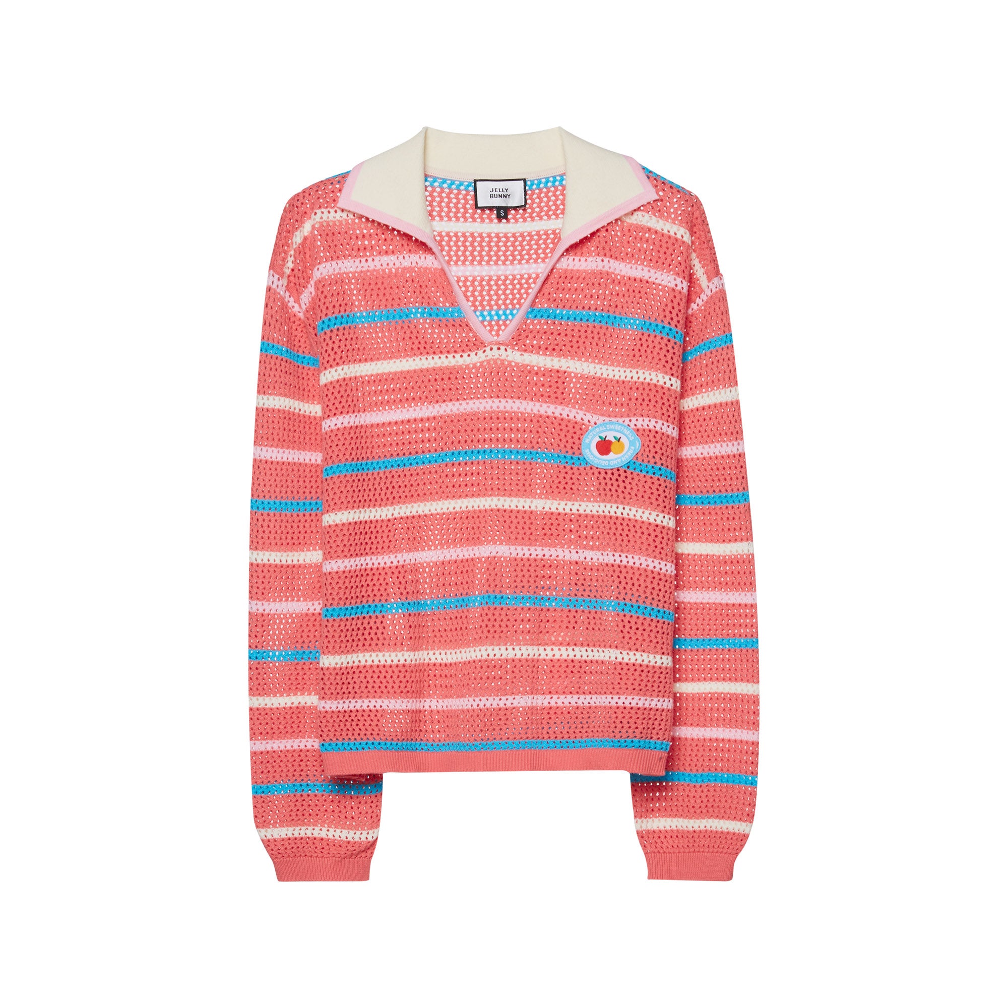 Preppy Striped Mesh Knit Pullover Multi Color