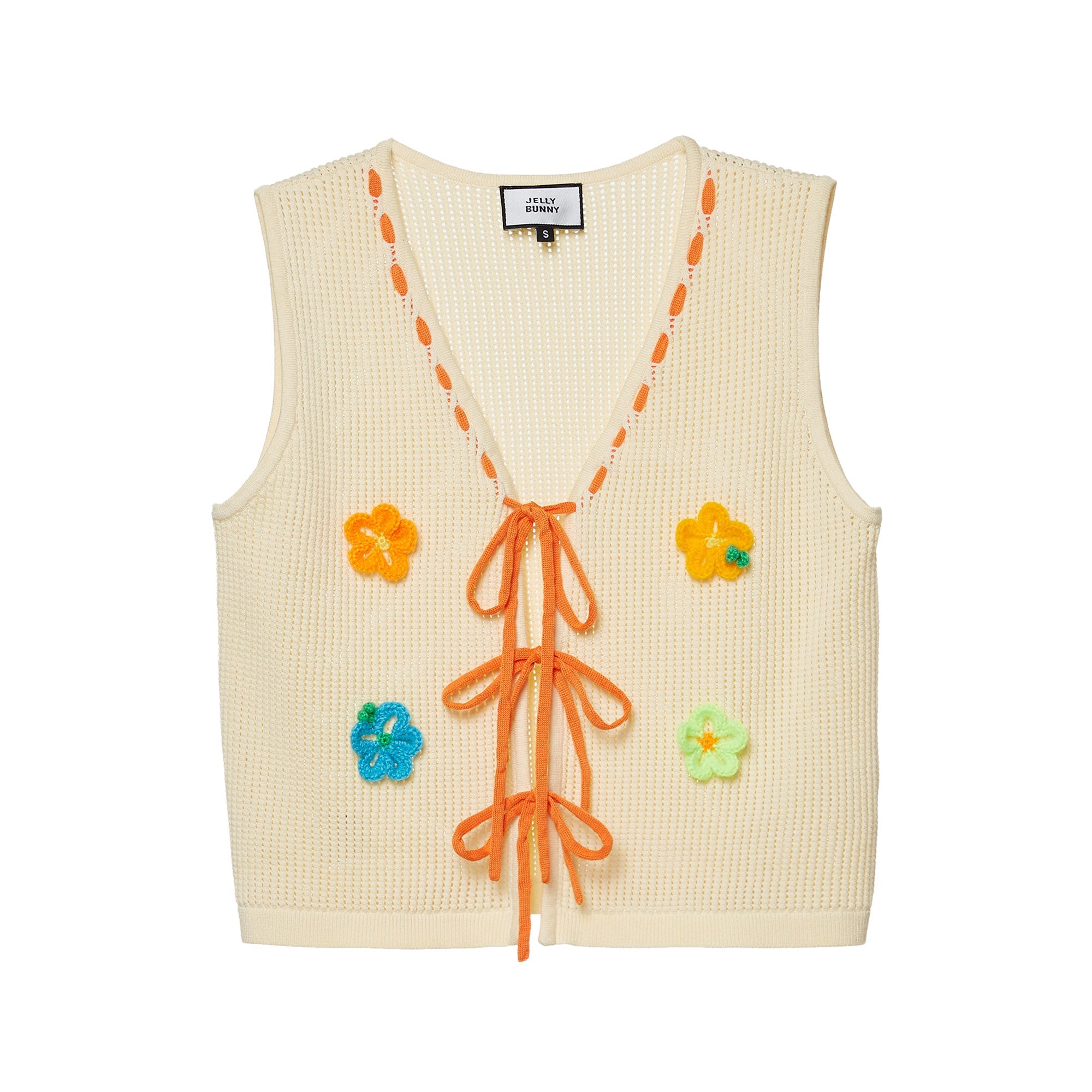 Flower Lace Up Vest Crea