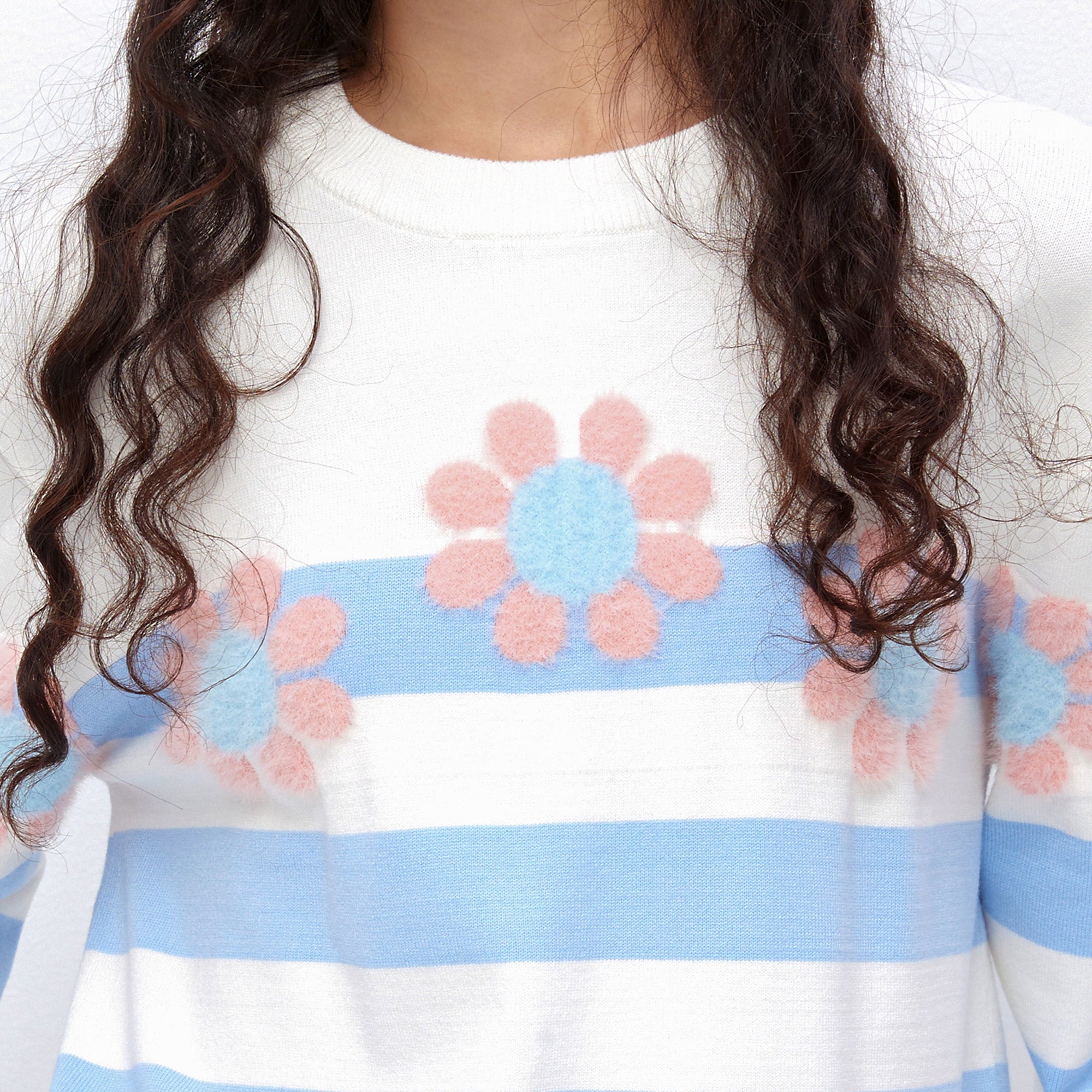 Daisy Stripe Knit Top Multi Color