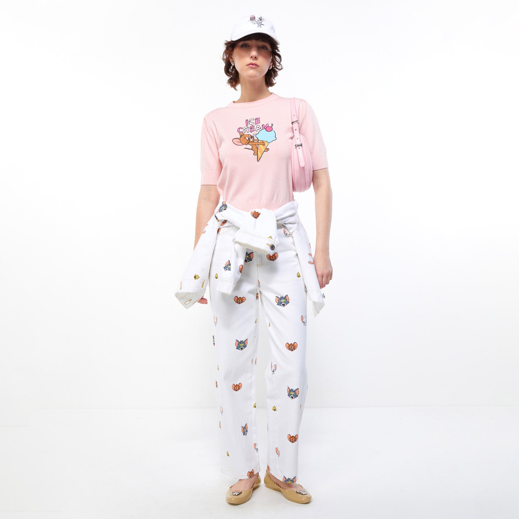 Top&Jerry Sweet Ice-Cream Knit Pullover Pink