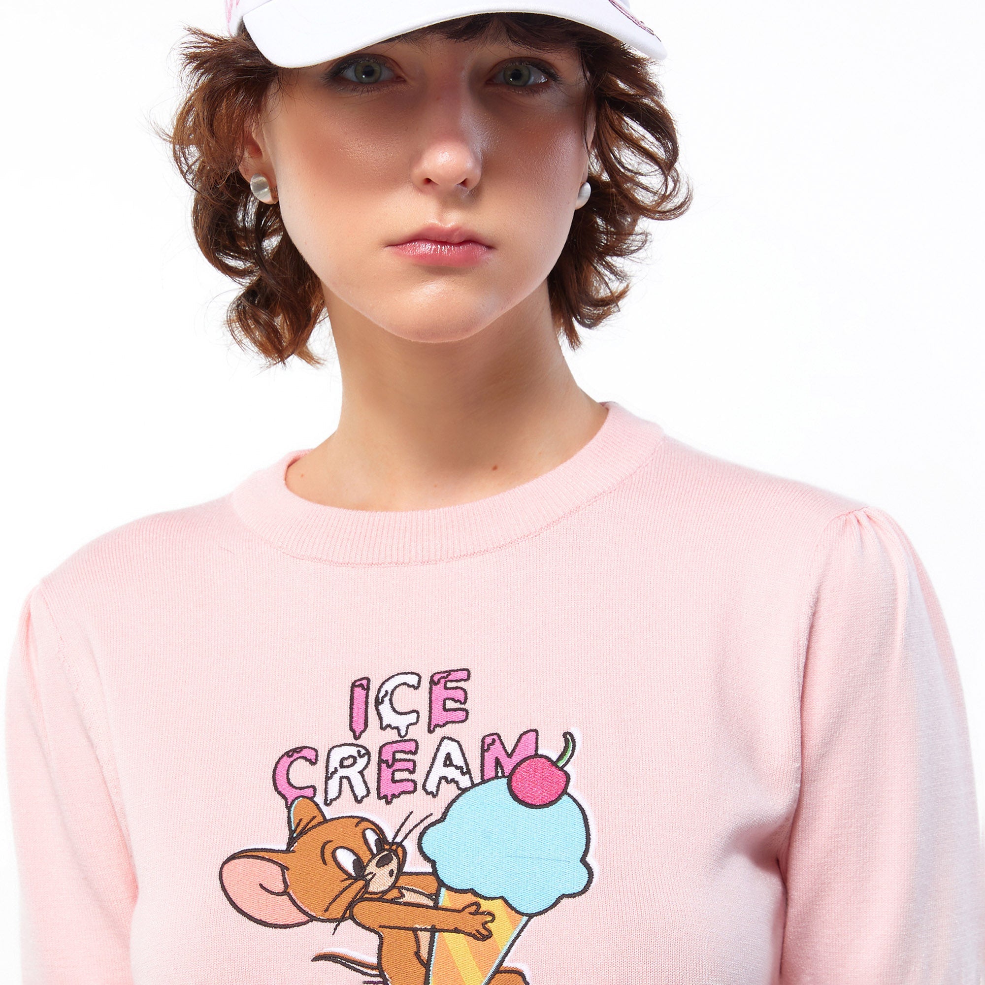 Top&Jerry Sweet Ice-Cream Knit Pullover Pink