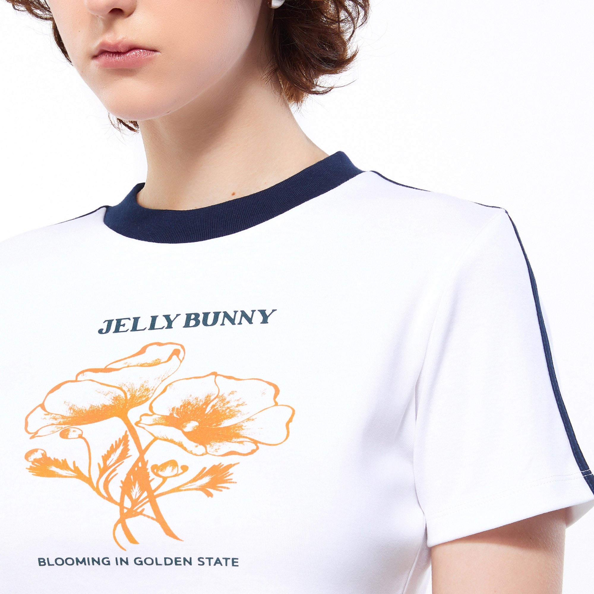 Golden Poppy Crop Tee White