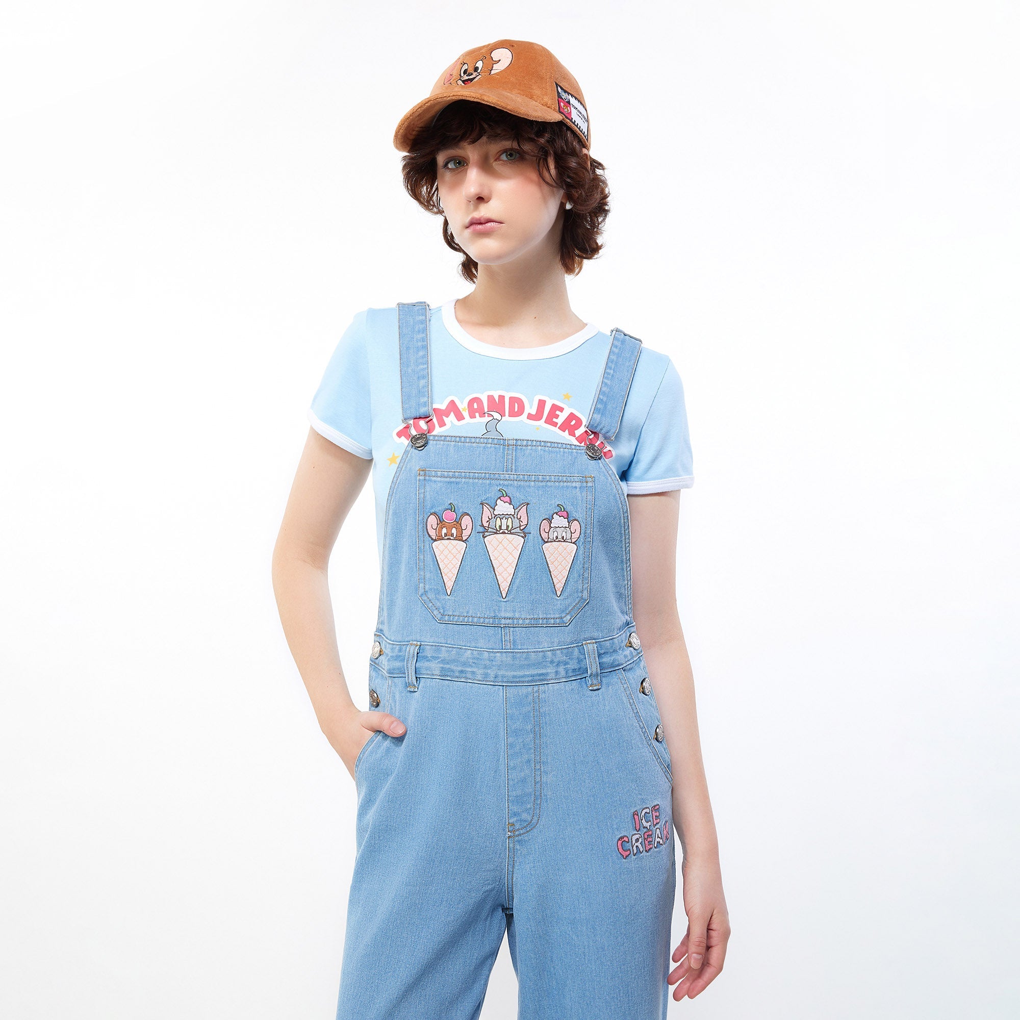 Tom&Jerry Sweet Ice-Cream Denim Overall Blue