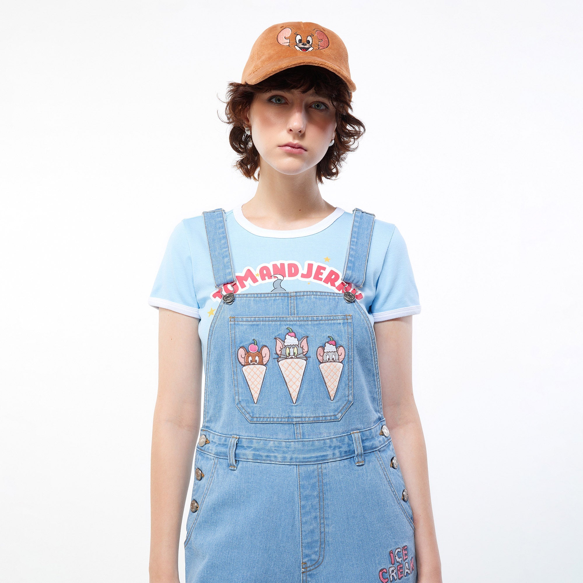 Tom&Jerry Sweet Ice-Cream Denim Overall Blue