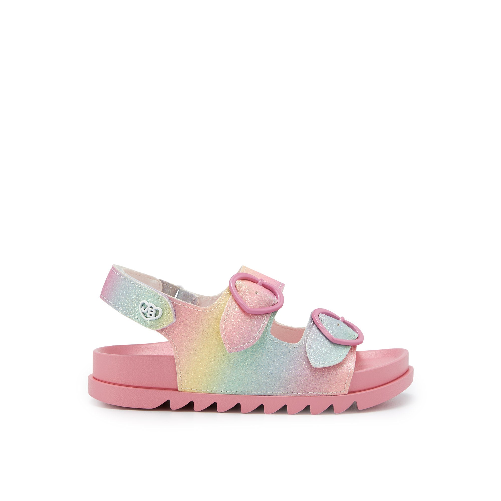 Mini Sporty Rainbow Flat Slingbacks For Girls Pink