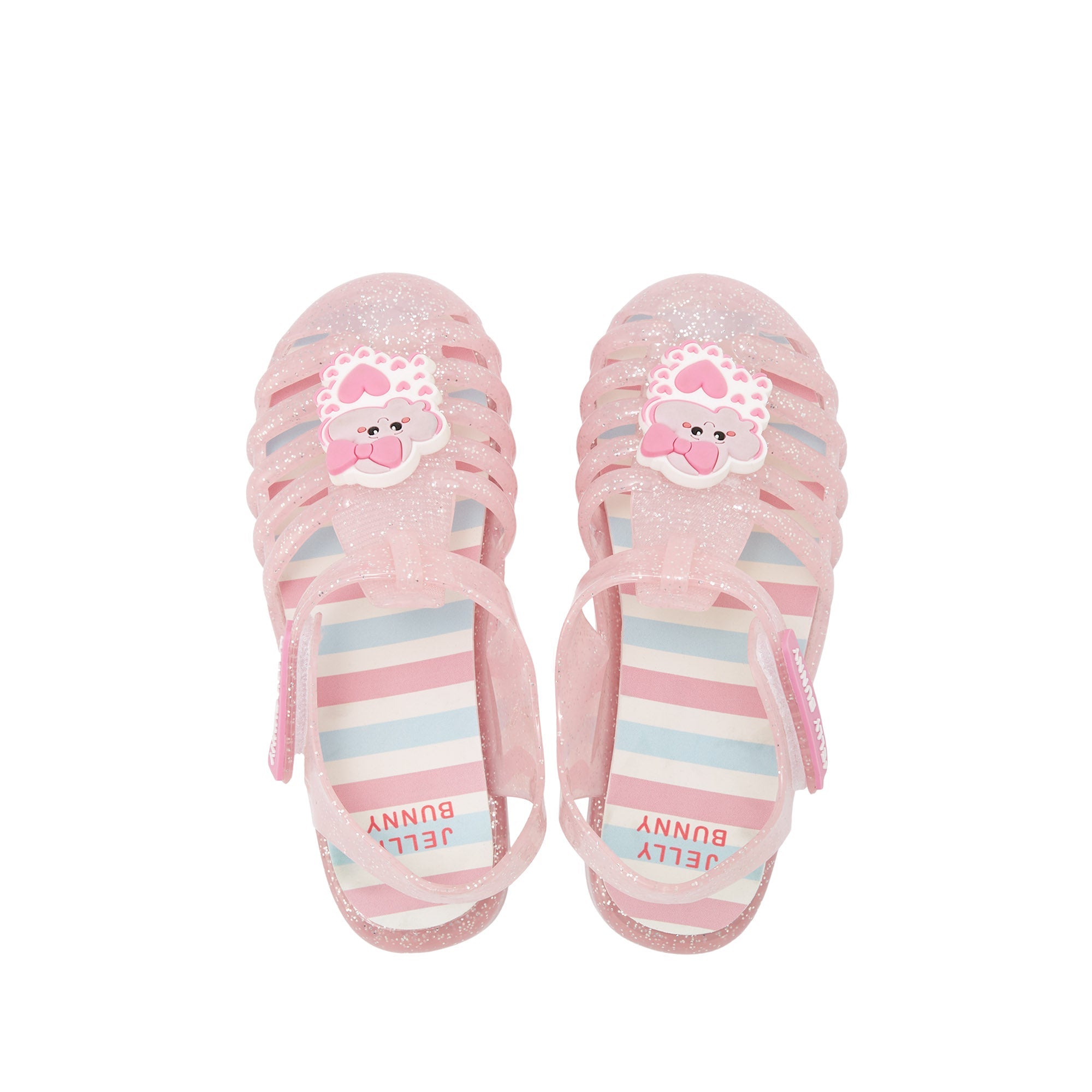 Unicorn Stripe Flower Flat Sandals For Girls Dark Pink