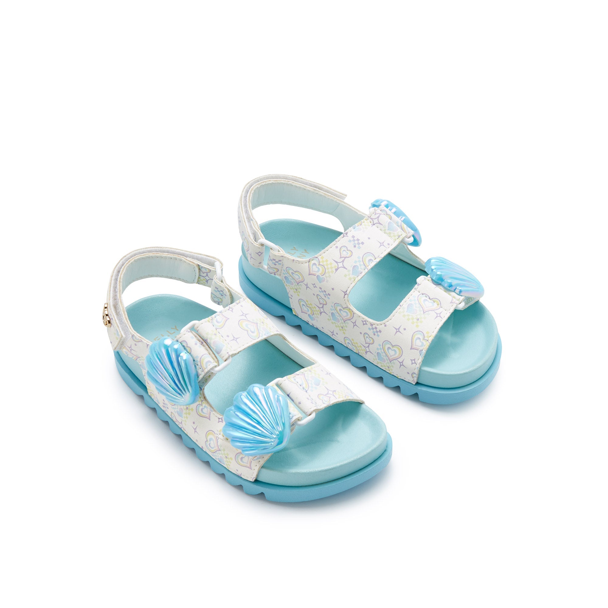 Mini Sporty Shell Flat Sandals For Girls Blue