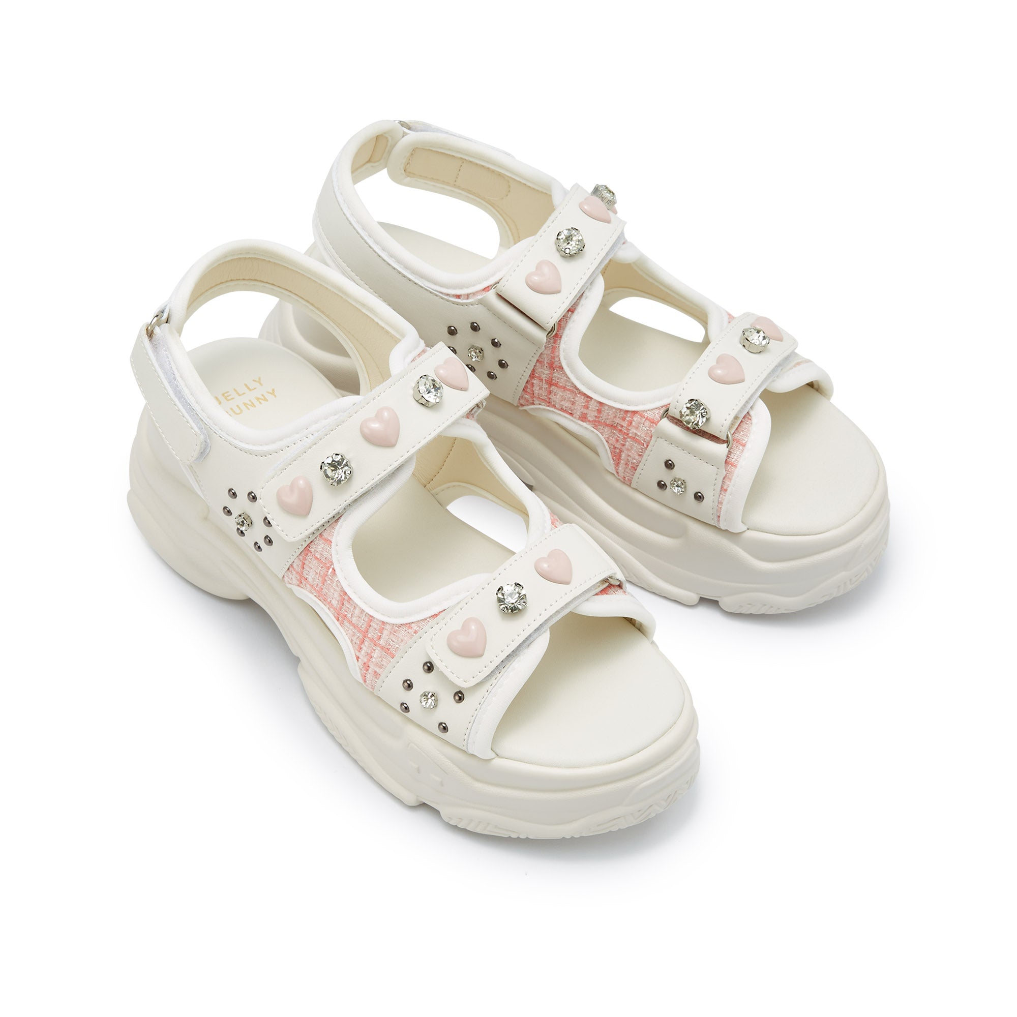 Picotee Double Heart Platform Sandals White