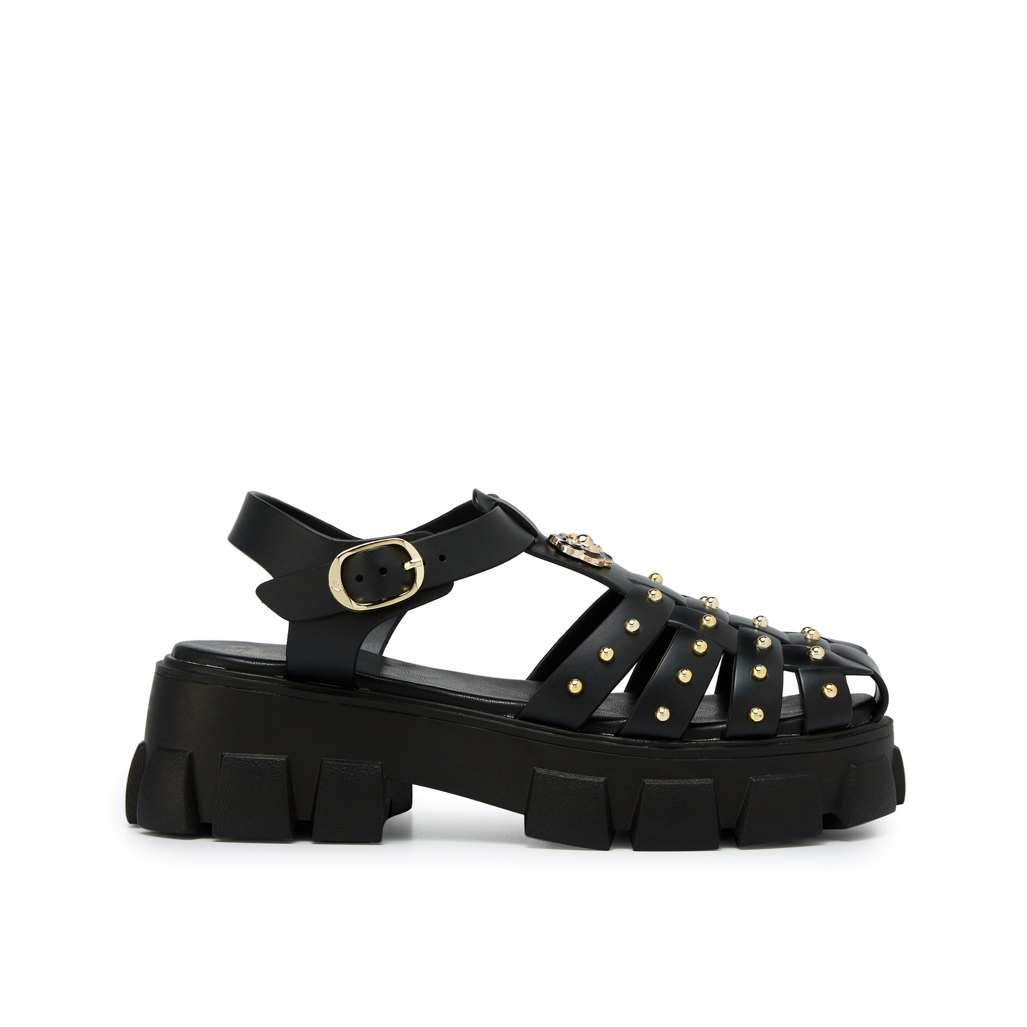 Teena Cruz Flower Platform Sandals Black