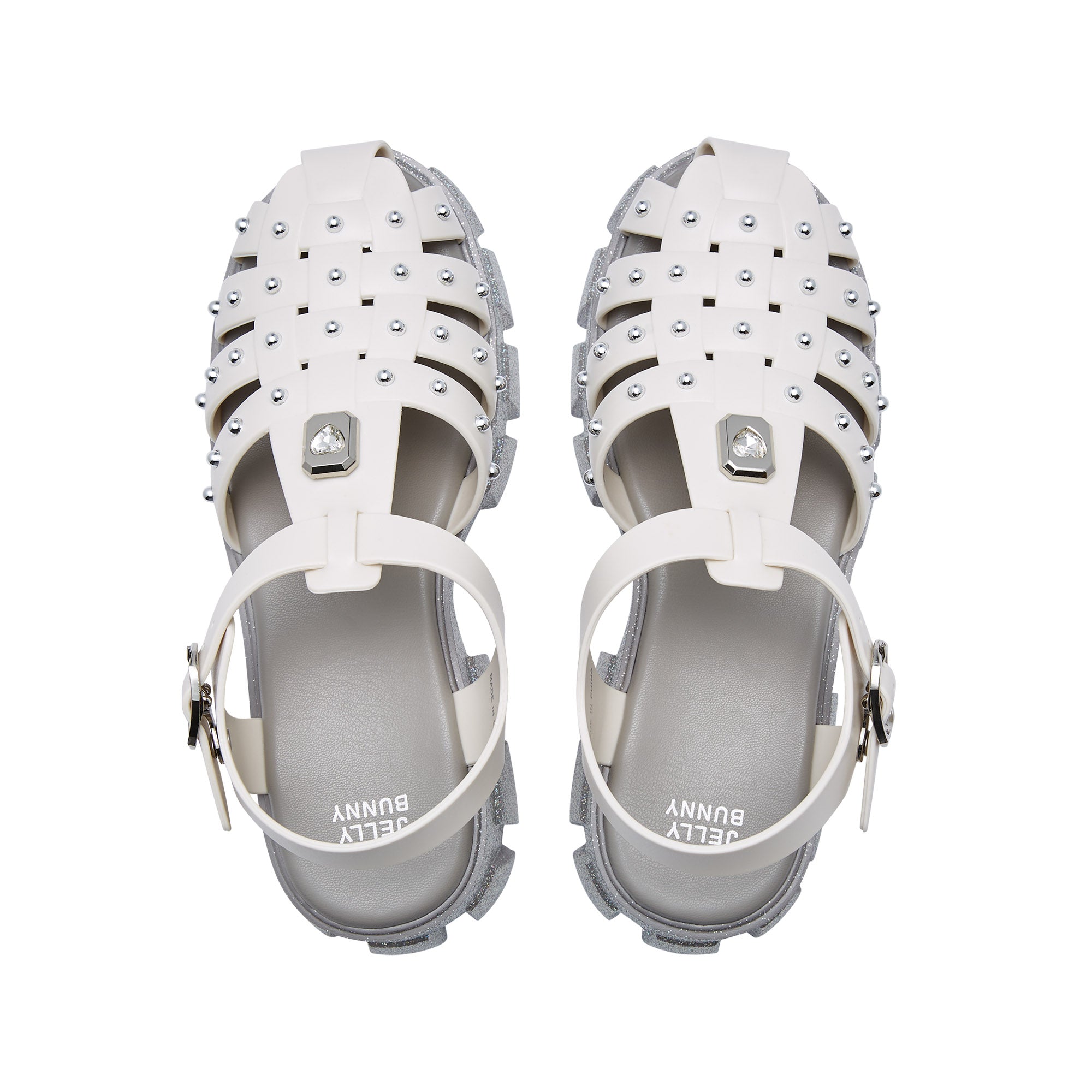 Teena Cruz Heart Platform Sandals Light Grey