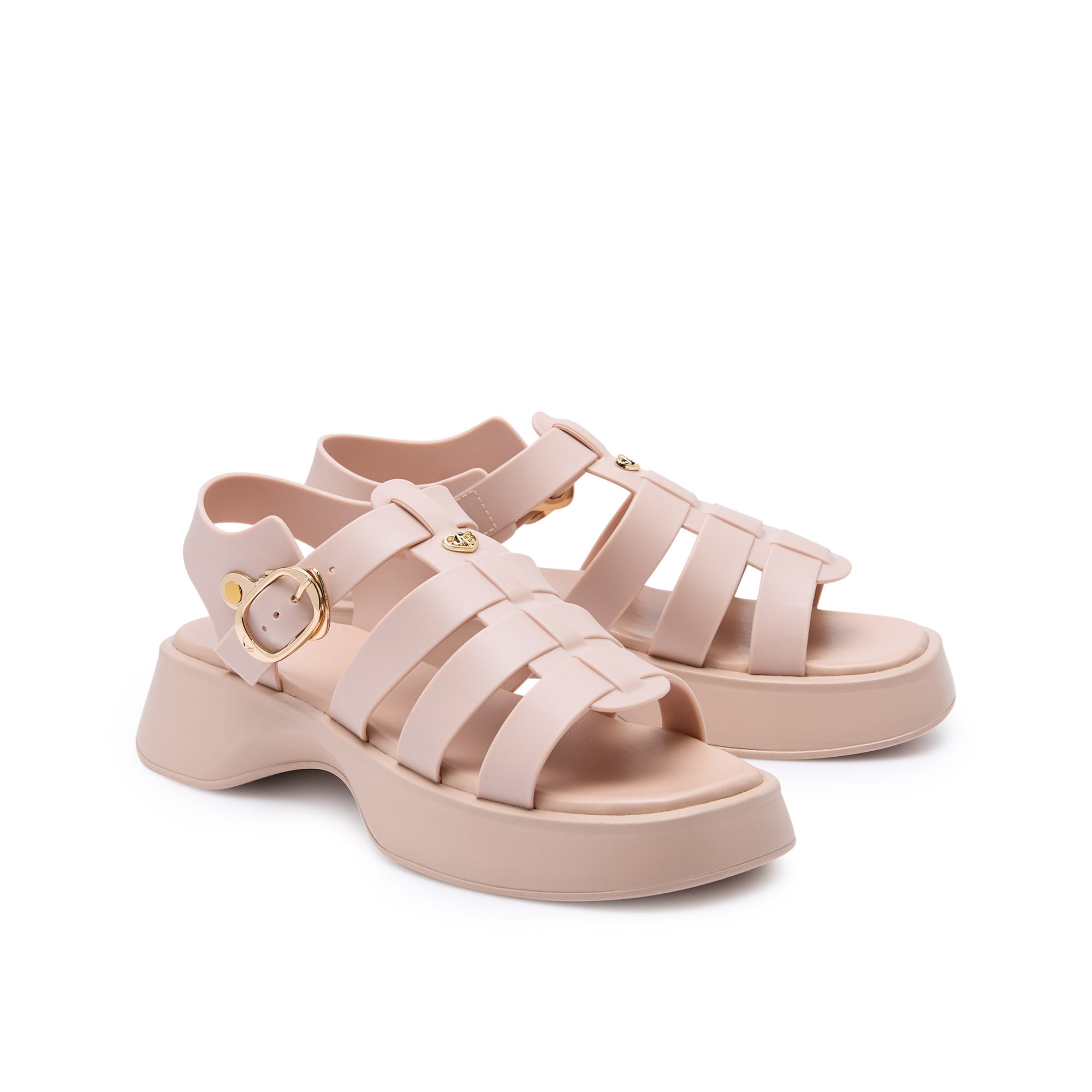 รองเท้าแตะแพลตฟอร์ม Sanretsu Beige