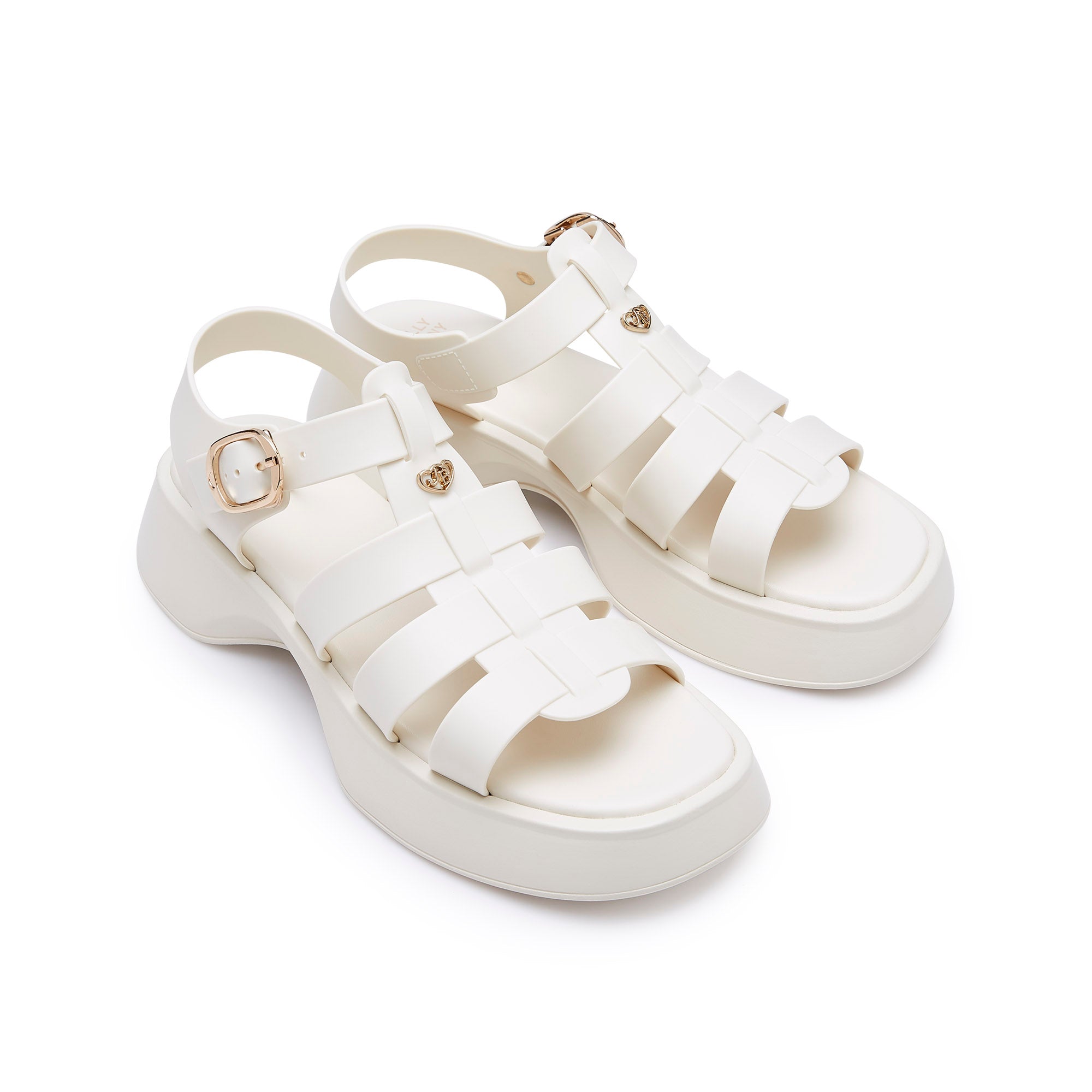 Sanretsu Platform Sandals White