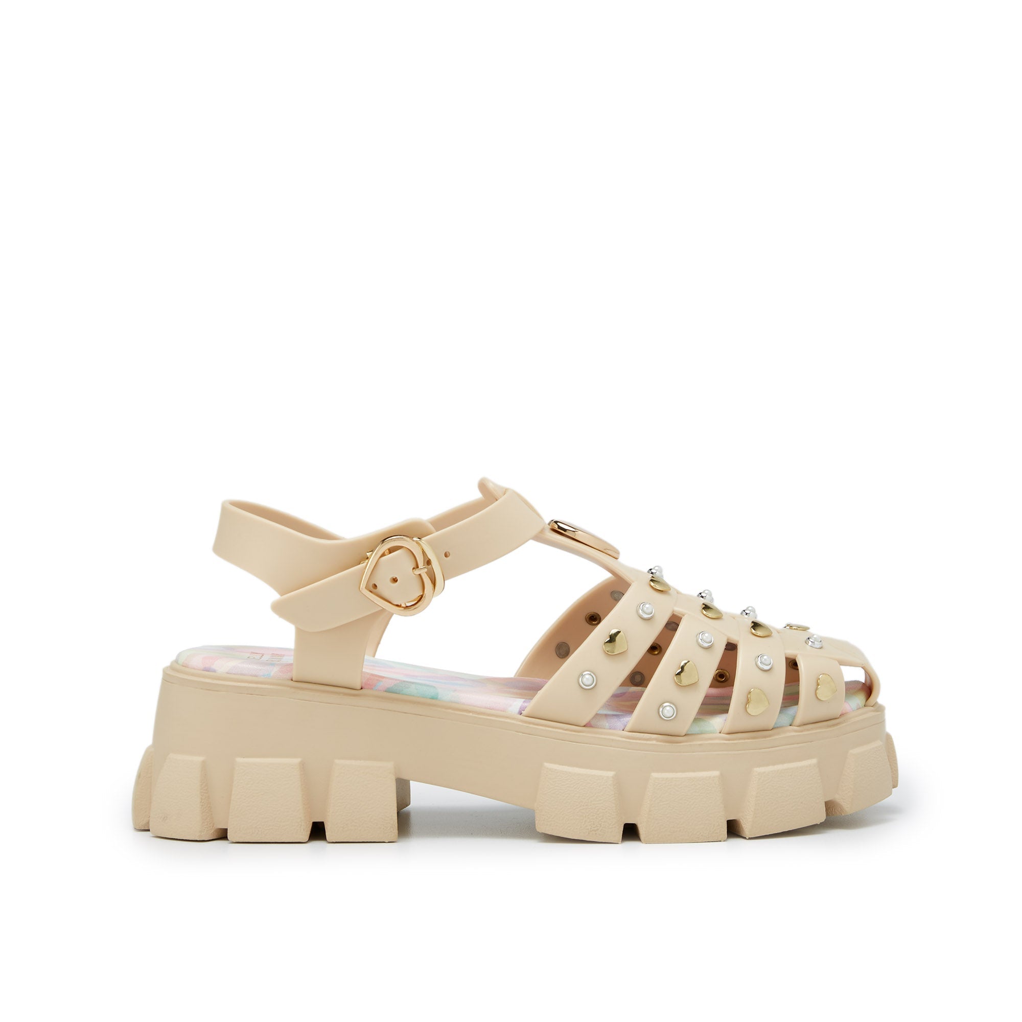 Teena Amiyah Platform Sandals Beige