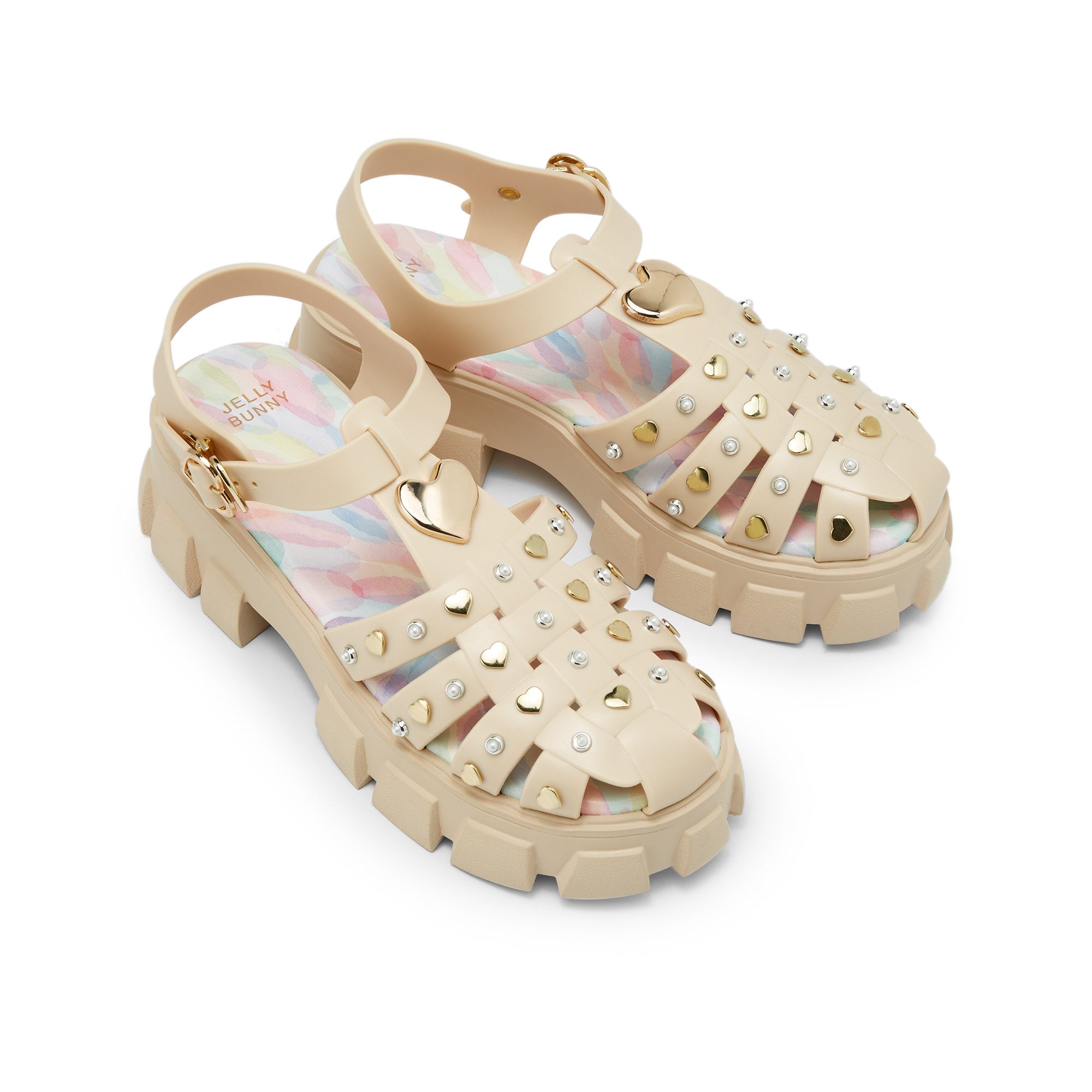 Teena Amiyah Platform Sandals Beige