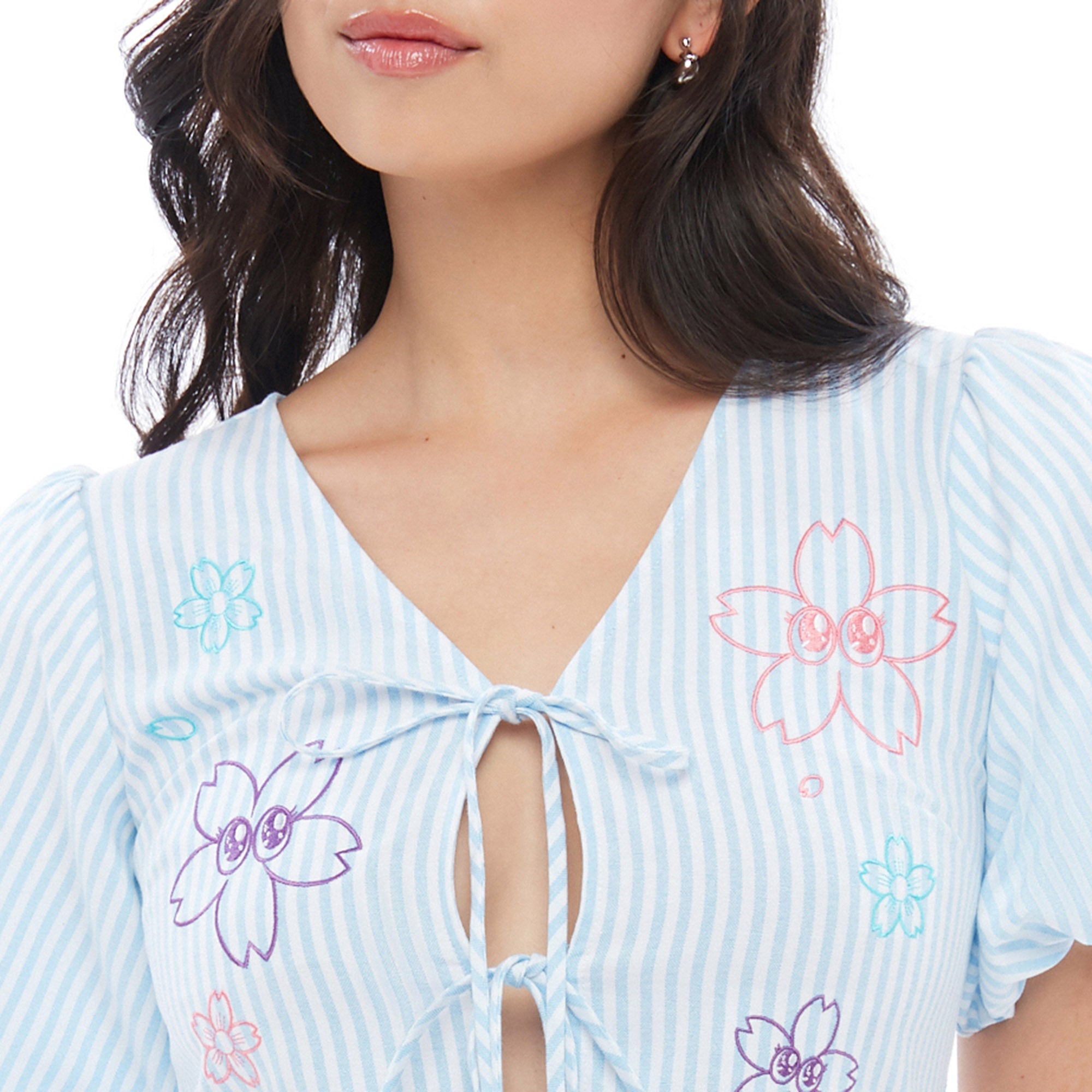 Stripe Sakura Mini Dress Blue