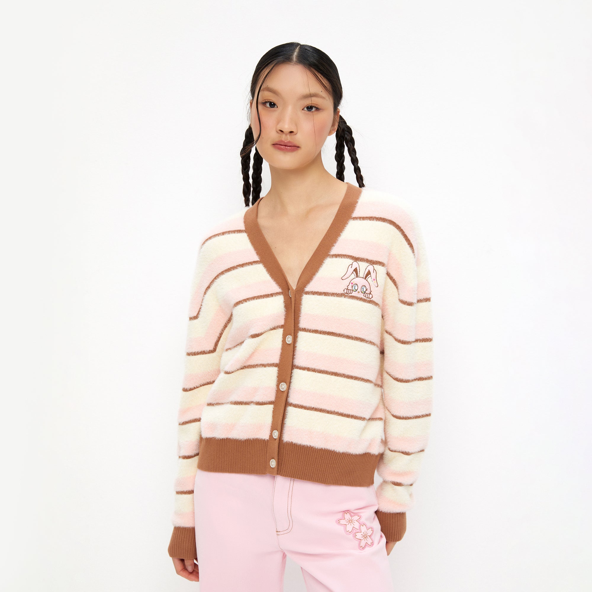 เสื้อคาร์ดิแกนลายทางปักลาย กระต่าย Jerme Multi Color