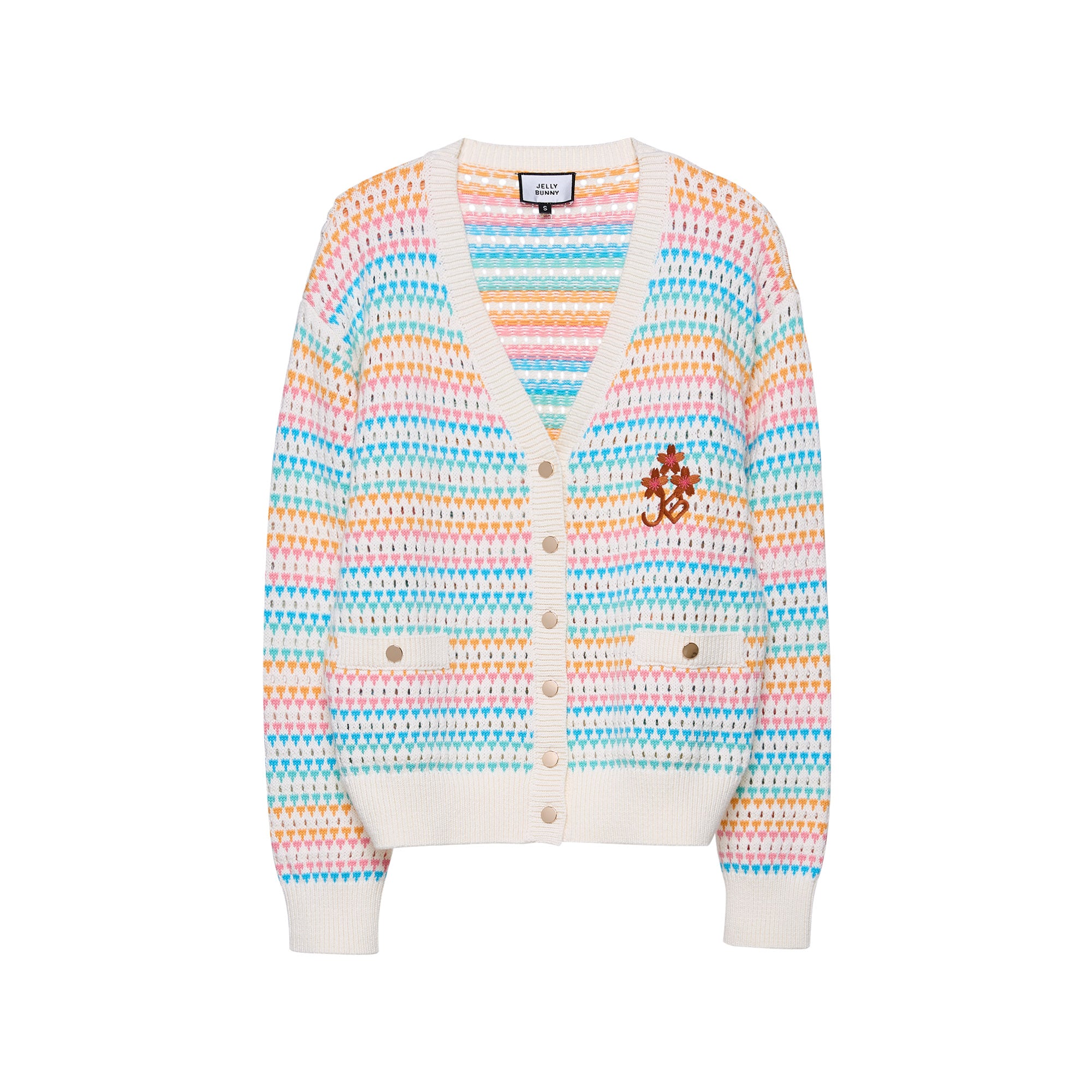 Rainbow Sakura Long Sleeve Cardigan Multi Color